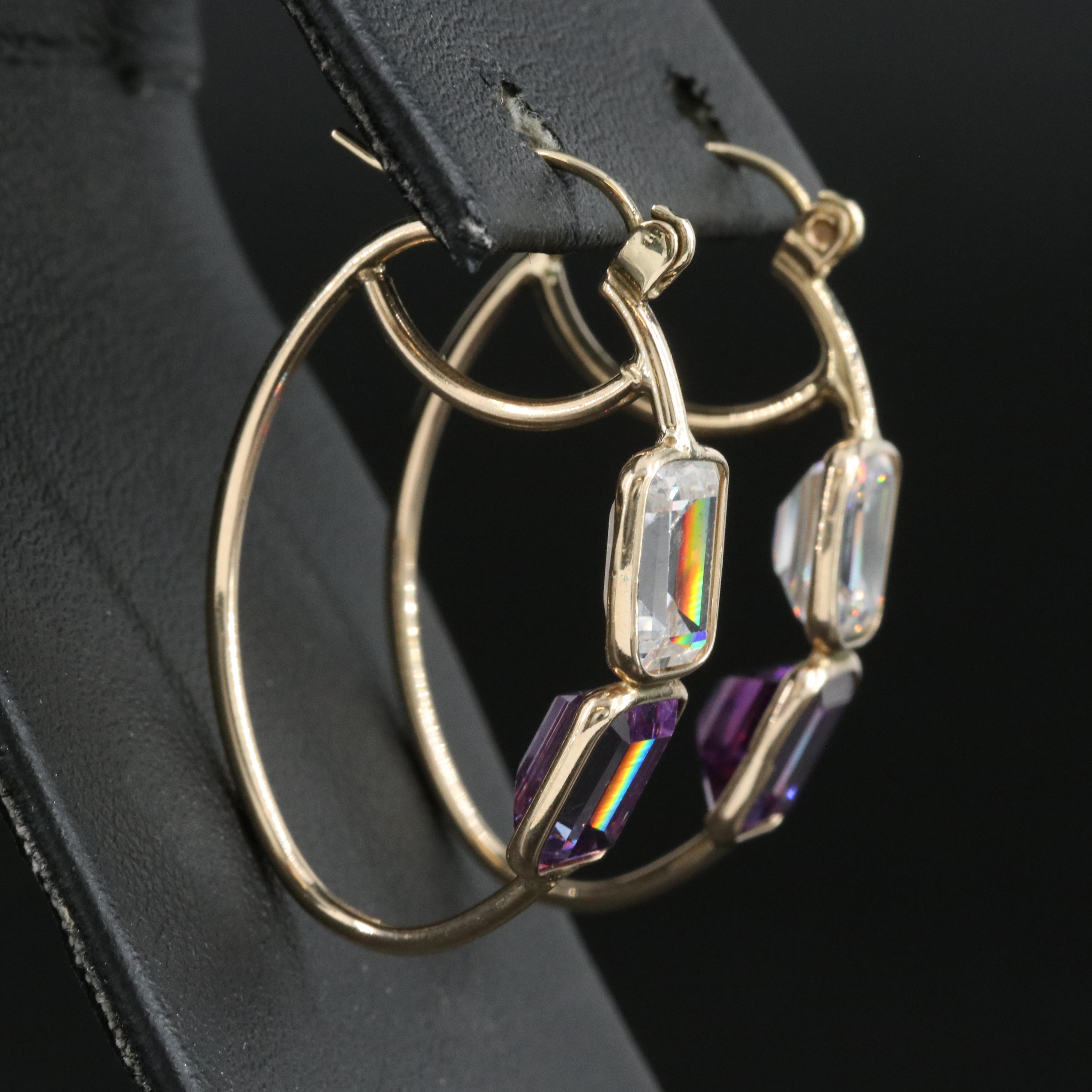 14K Cubic Zirconia Hoop Earrings