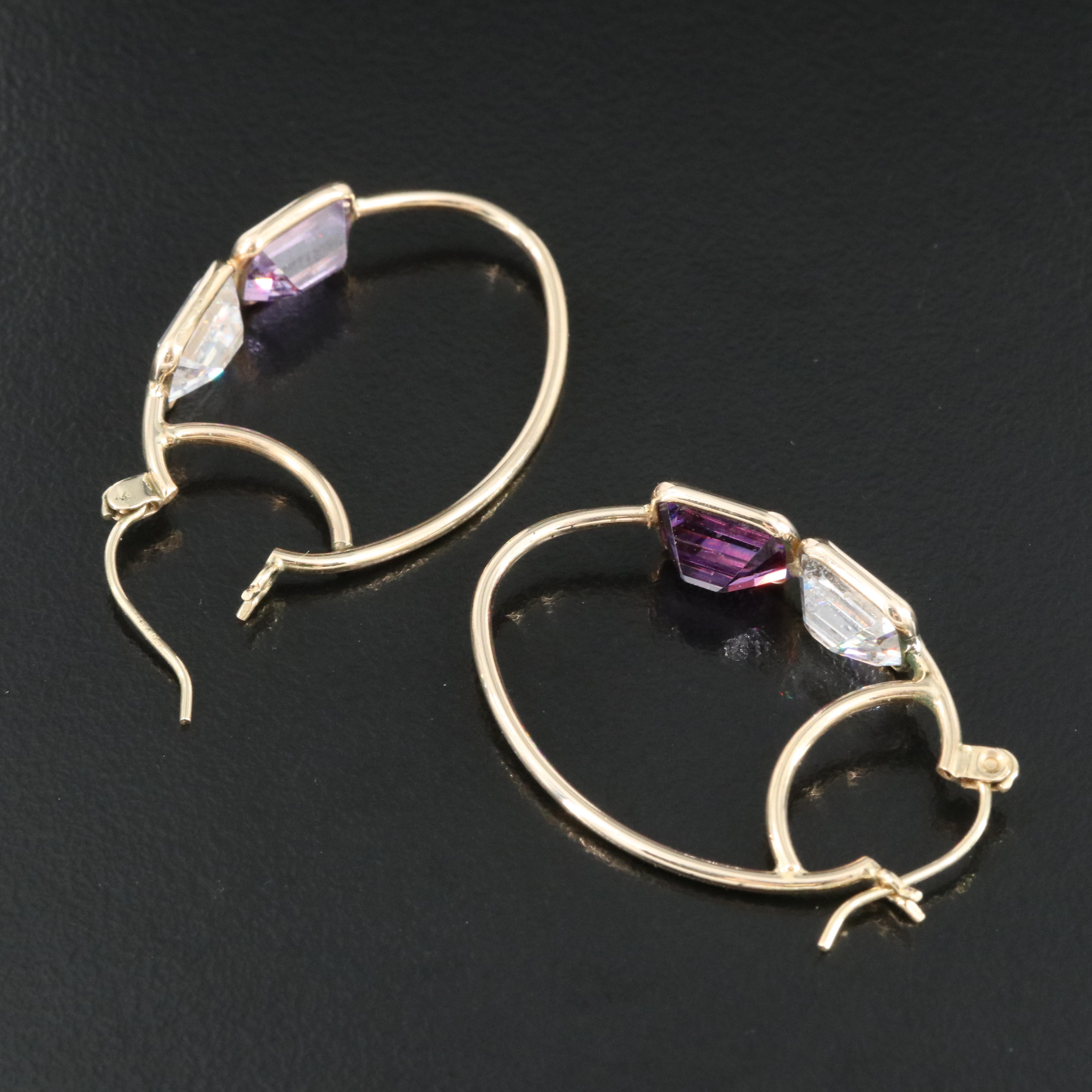 14K Cubic Zirconia Hoop Earrings