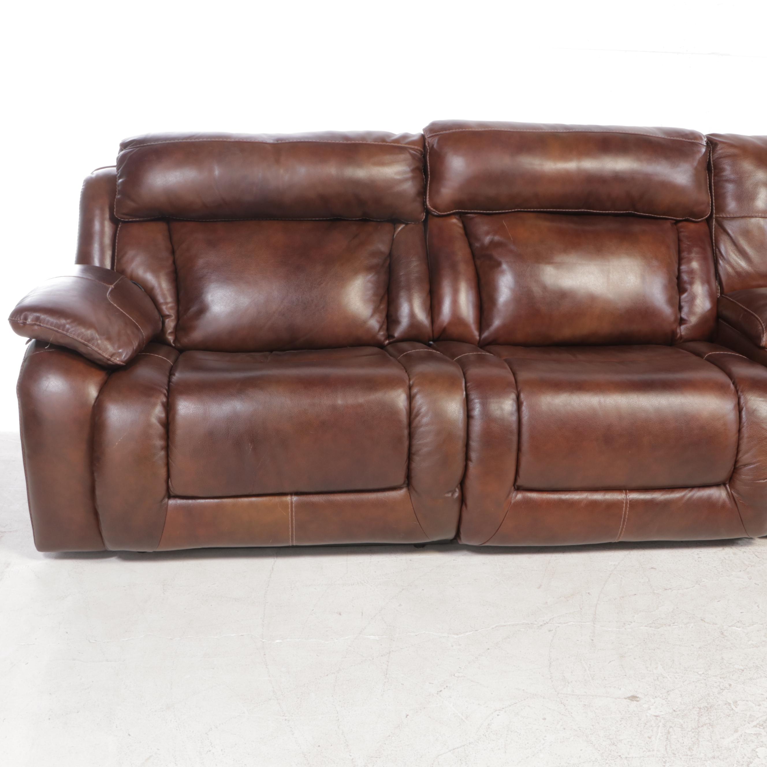 Ashley Furniture Bonded Leather Sectional Sofa with Reclining Feature, Storage