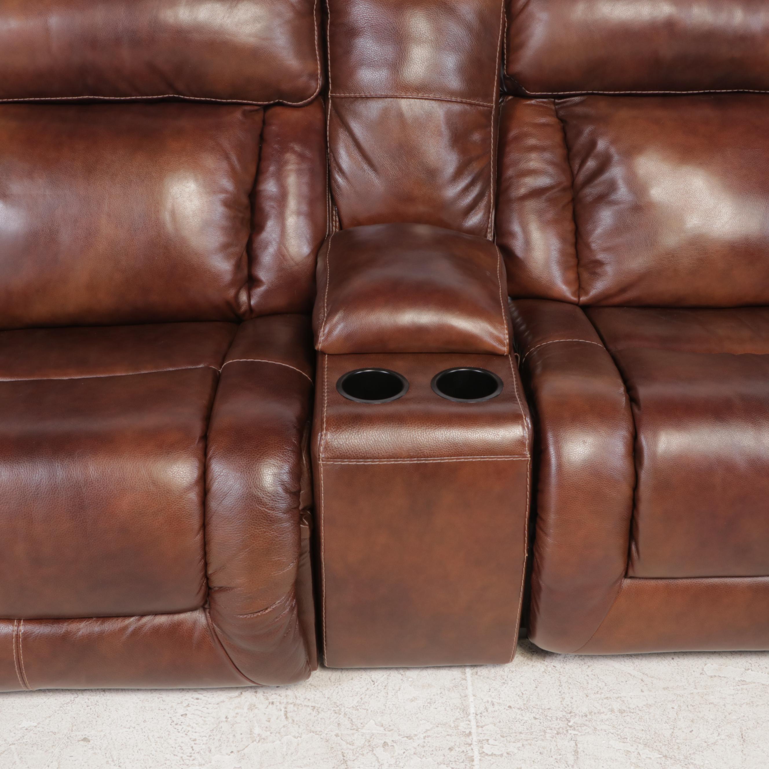 Ashley Furniture Bonded Leather Sectional Sofa with Reclining Feature, Storage