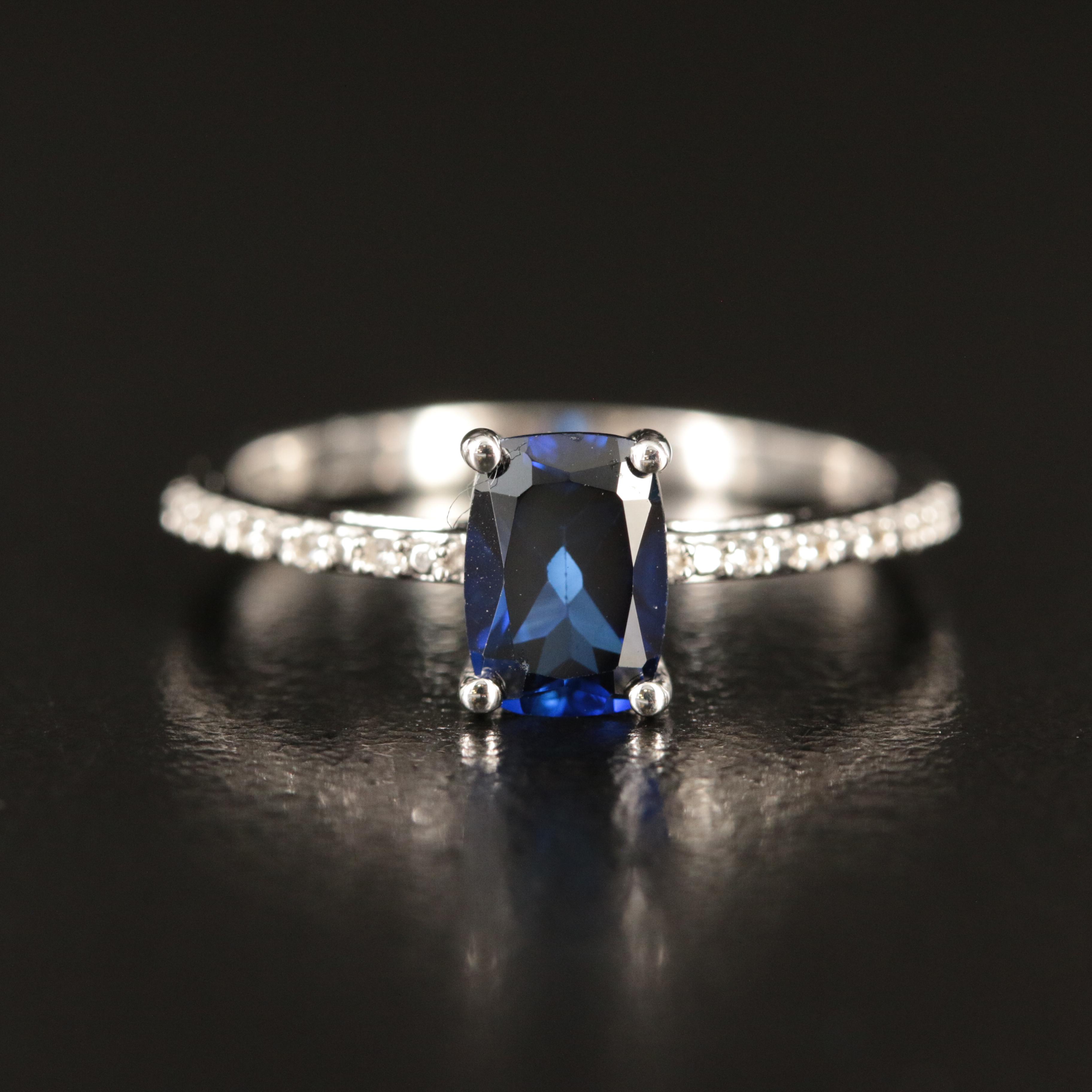 Sterling Sapphire and White Sapphire Ring