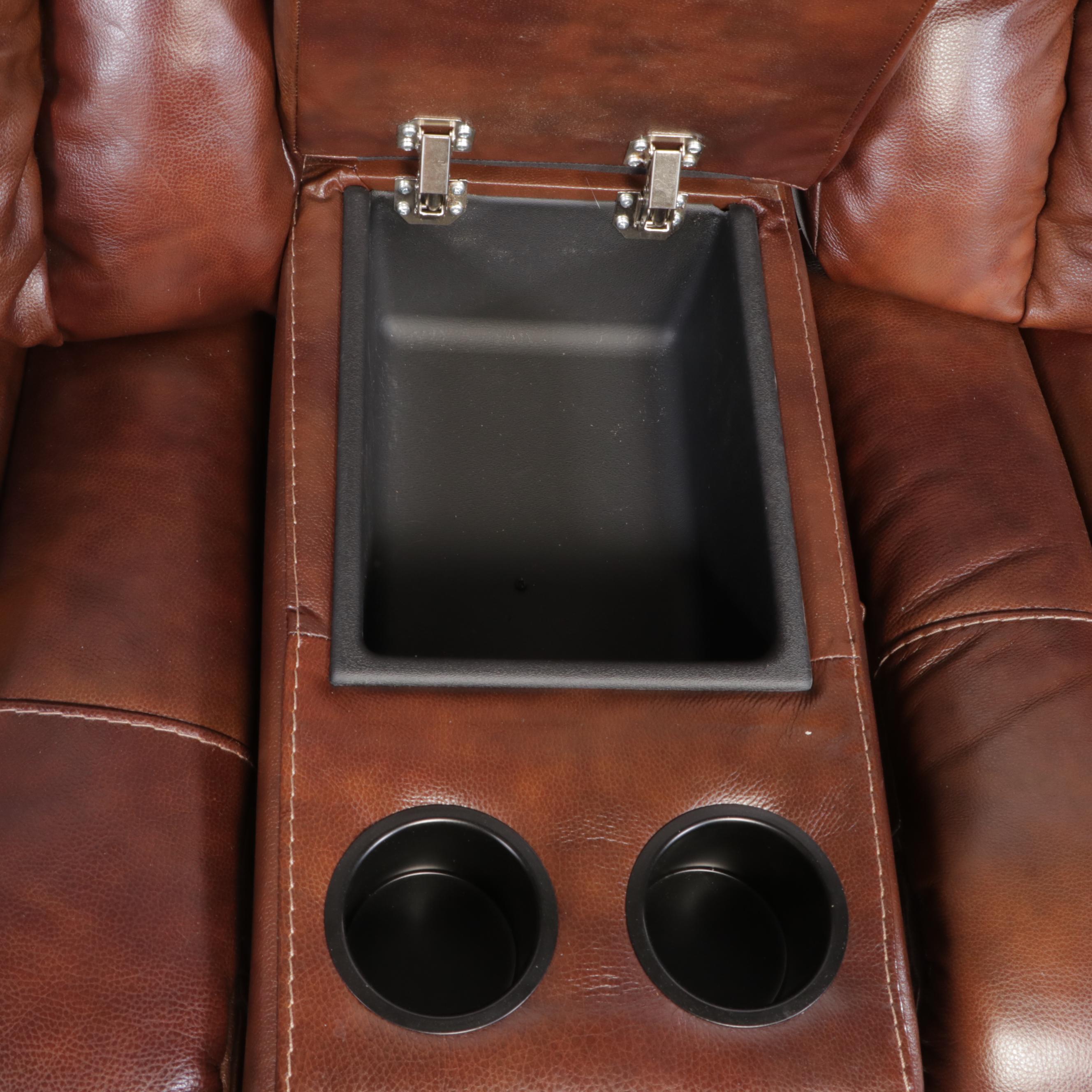 Ashley Furniture Bonded Leather Sectional Sofa with Reclining Feature, Storage