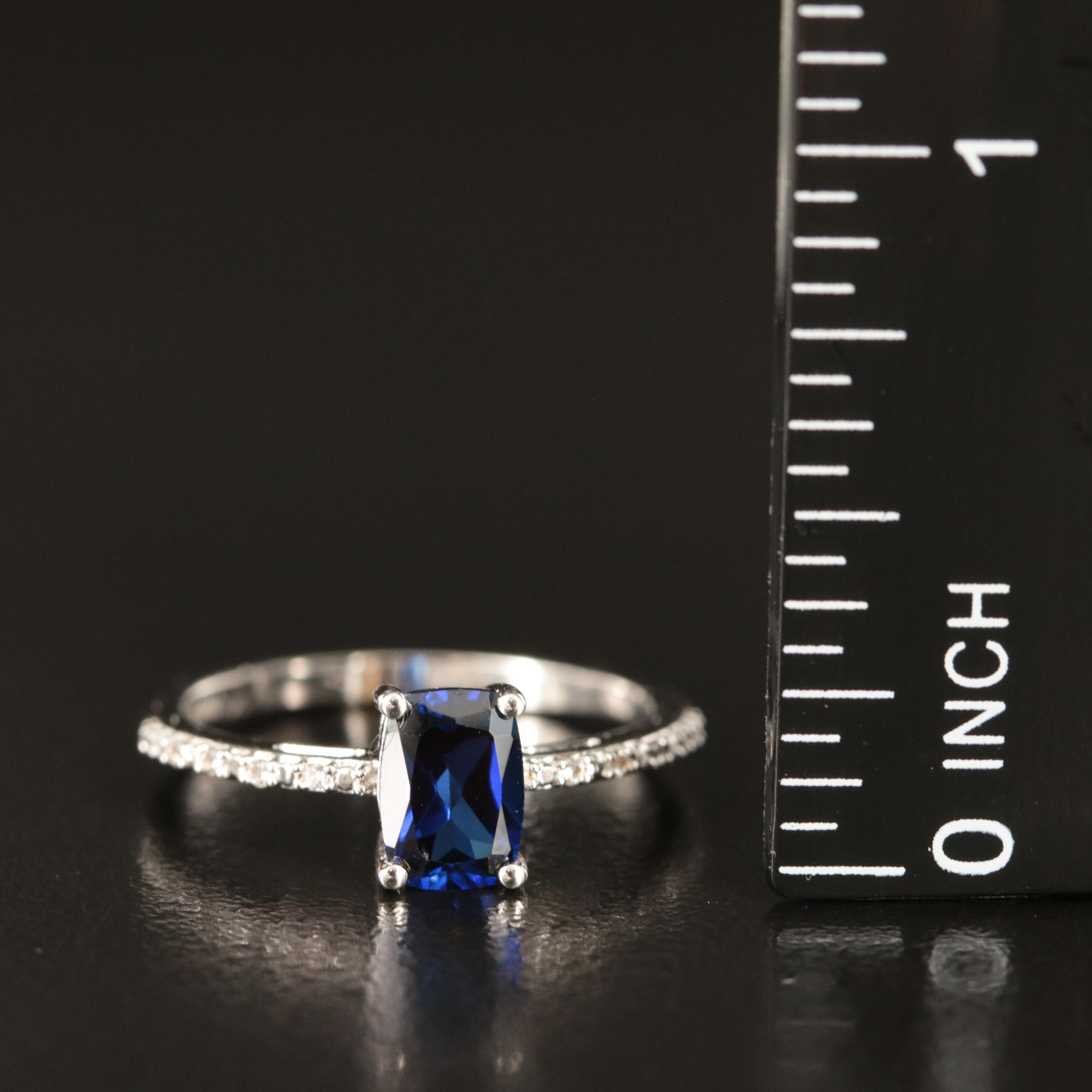 Sterling Sapphire and White Sapphire Ring