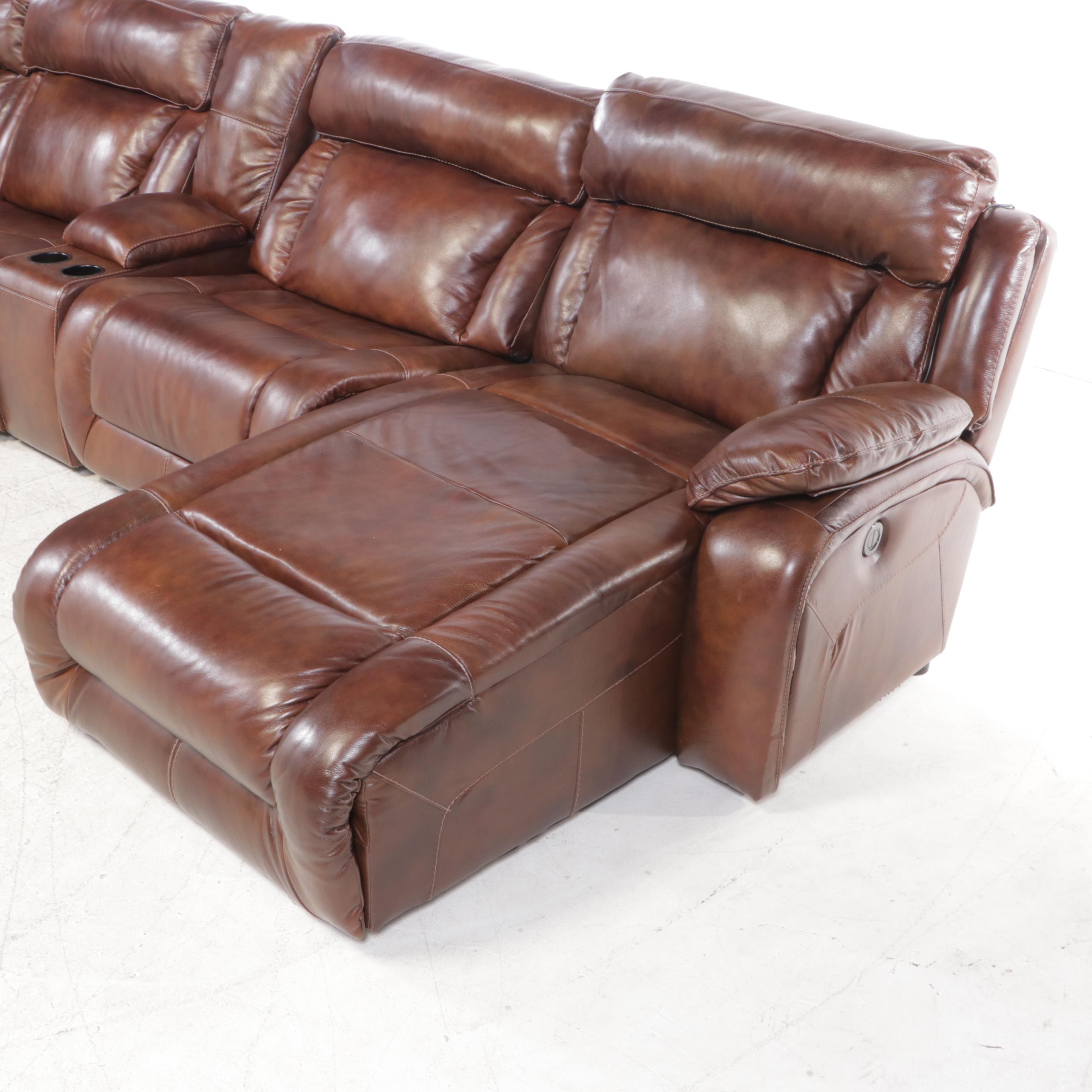 Ashley Furniture Bonded Leather Sectional Sofa with Reclining Feature, Storage