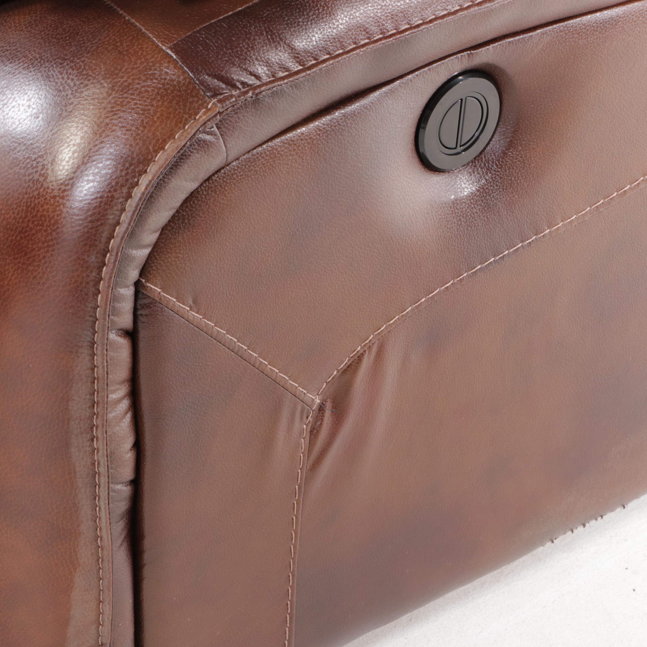 Ashley Furniture Bonded Leather Sectional Sofa with Reclining Feature, Storage