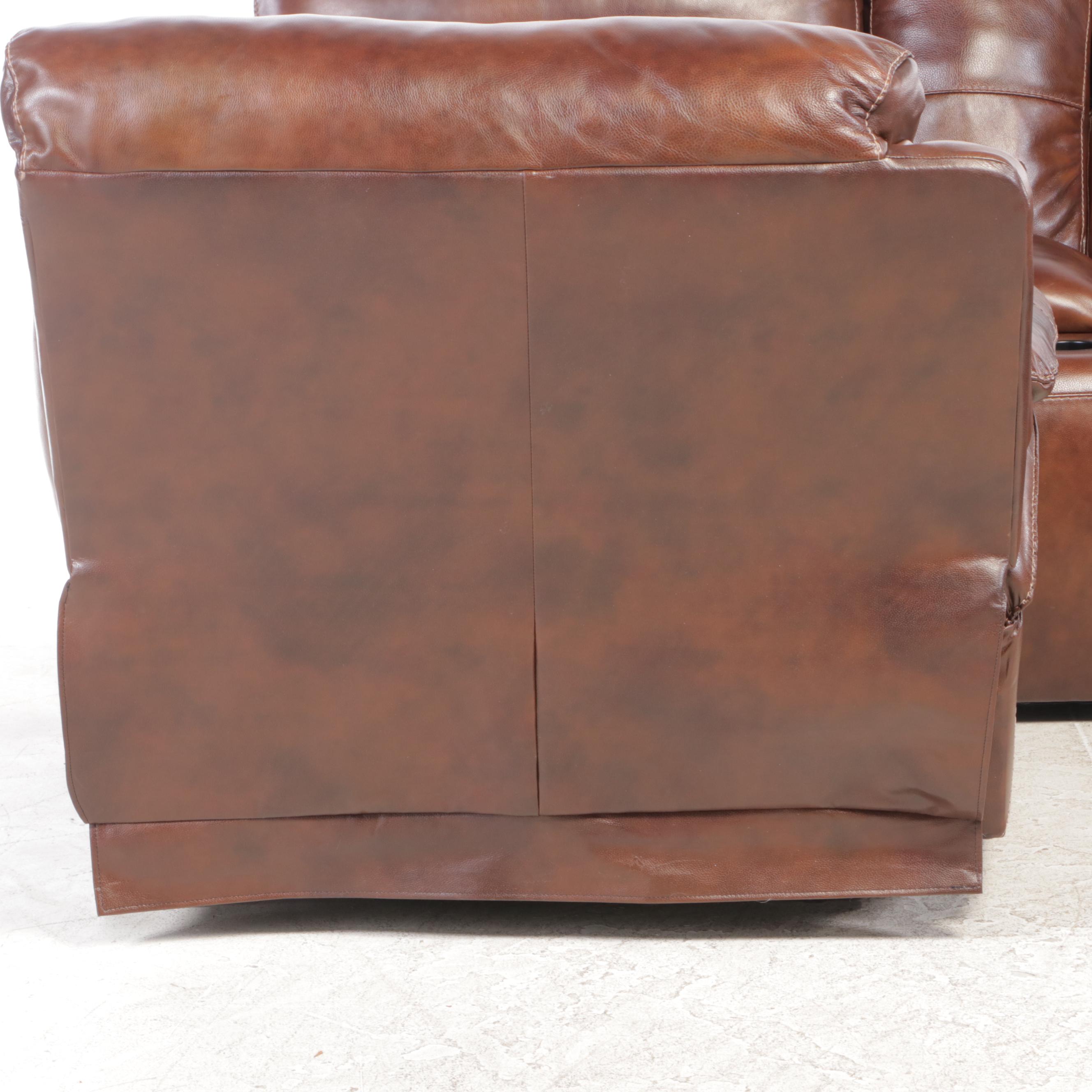 Ashley Furniture Bonded Leather Sectional Sofa with Reclining Feature, Storage