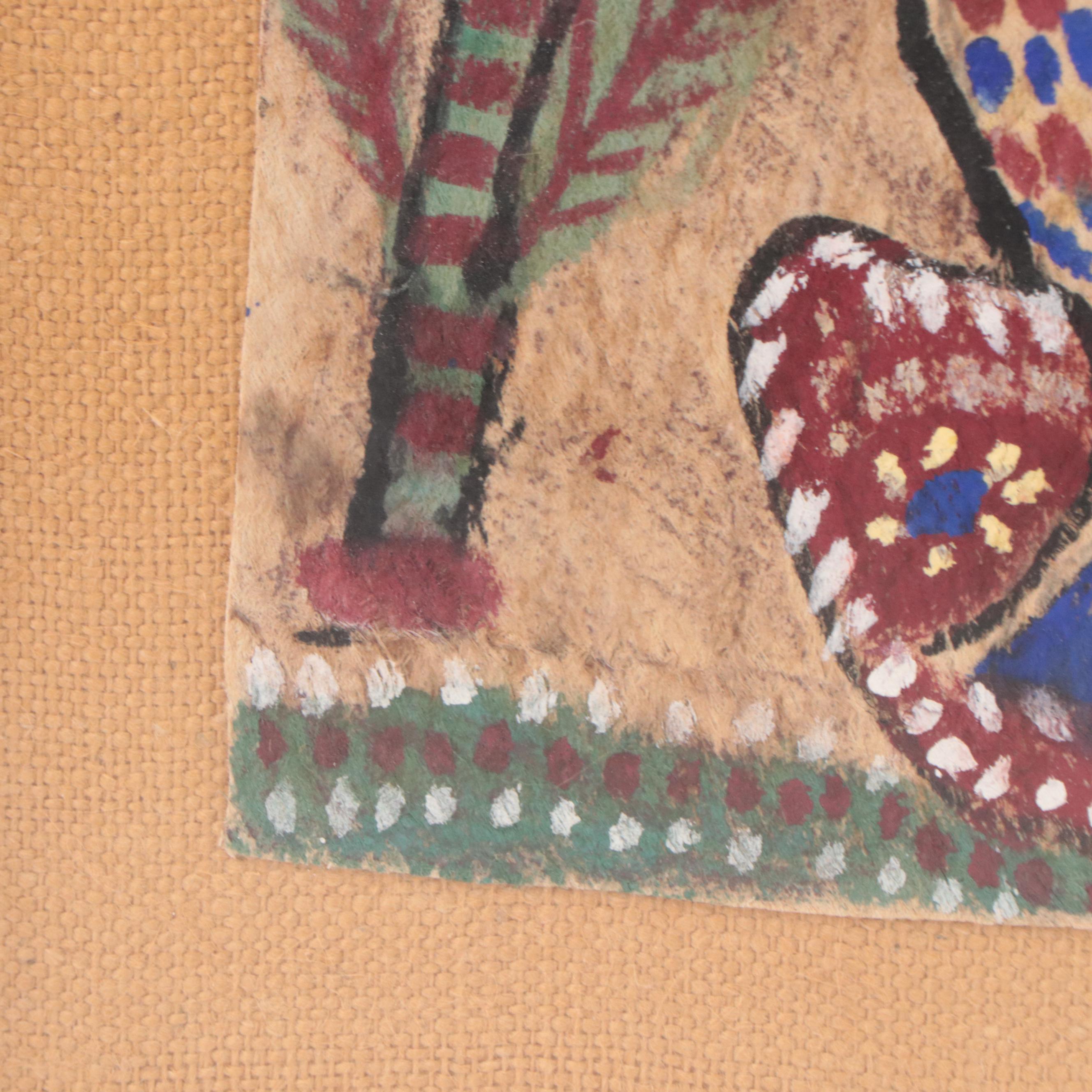 Folk Art Acrylic Painting of Birds