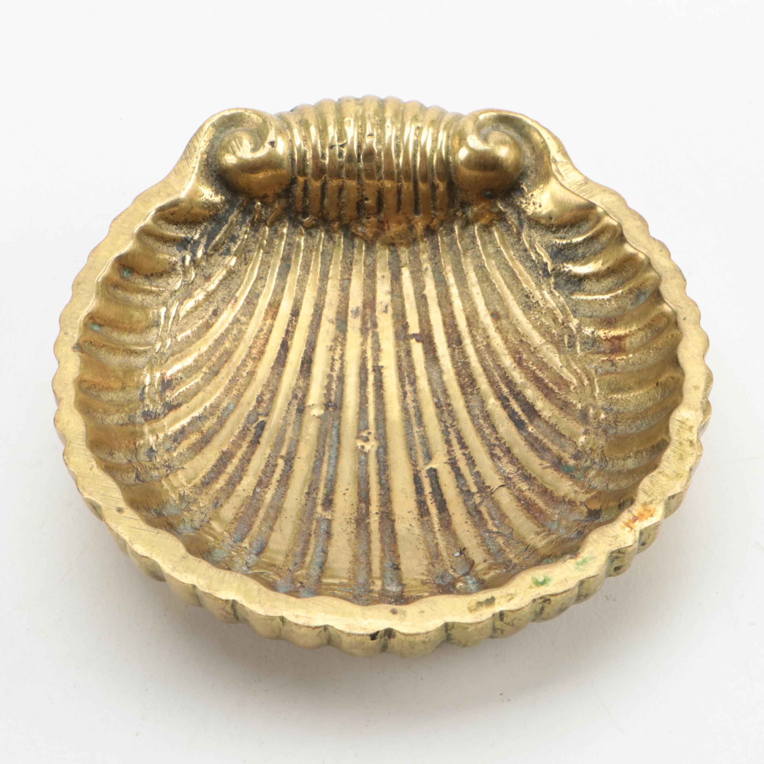 Turned Brass Candlesticks with Figurines and Lion's Head Hearth Bucket