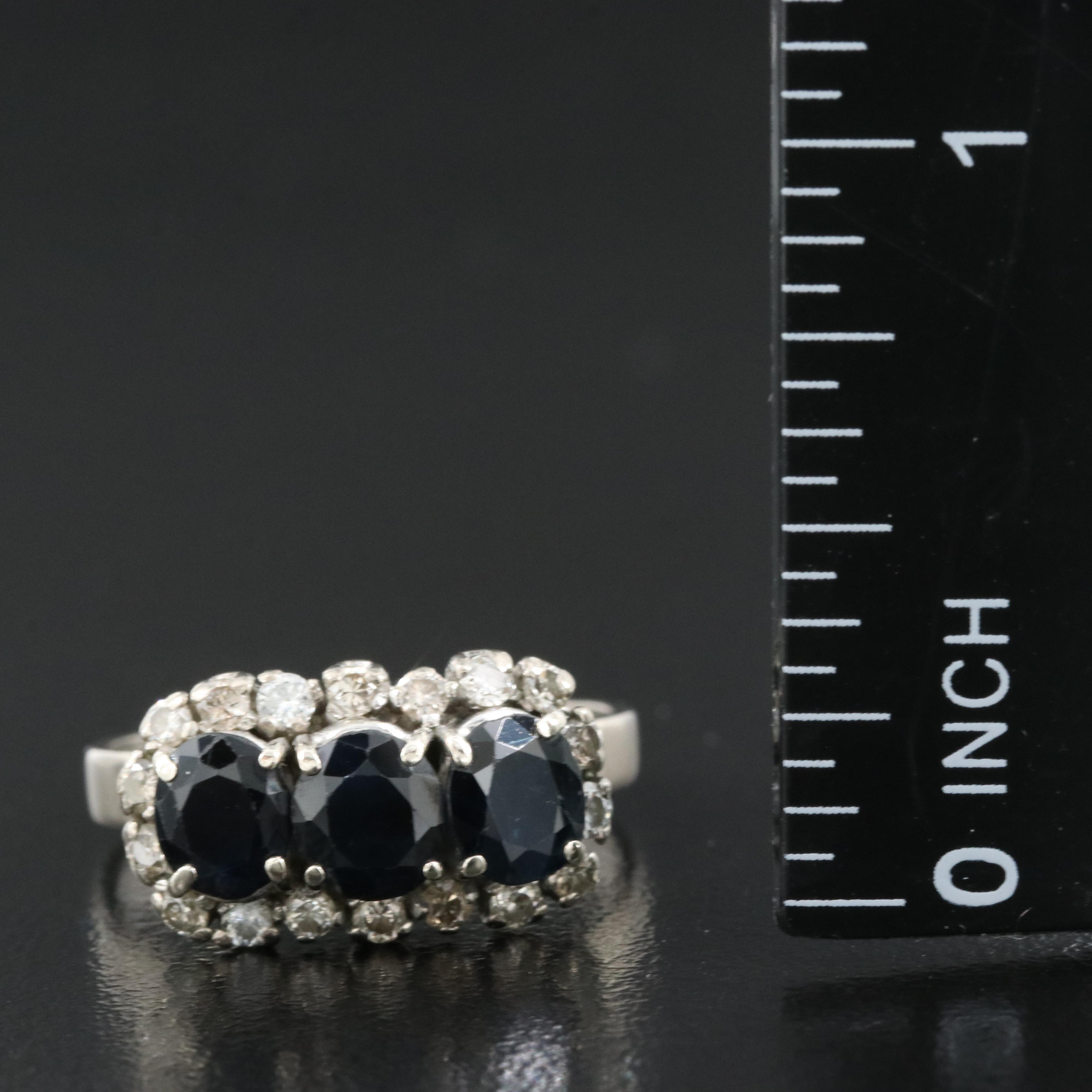 Vintage 10K Sapphire and Diamond Ring with 14K Settings