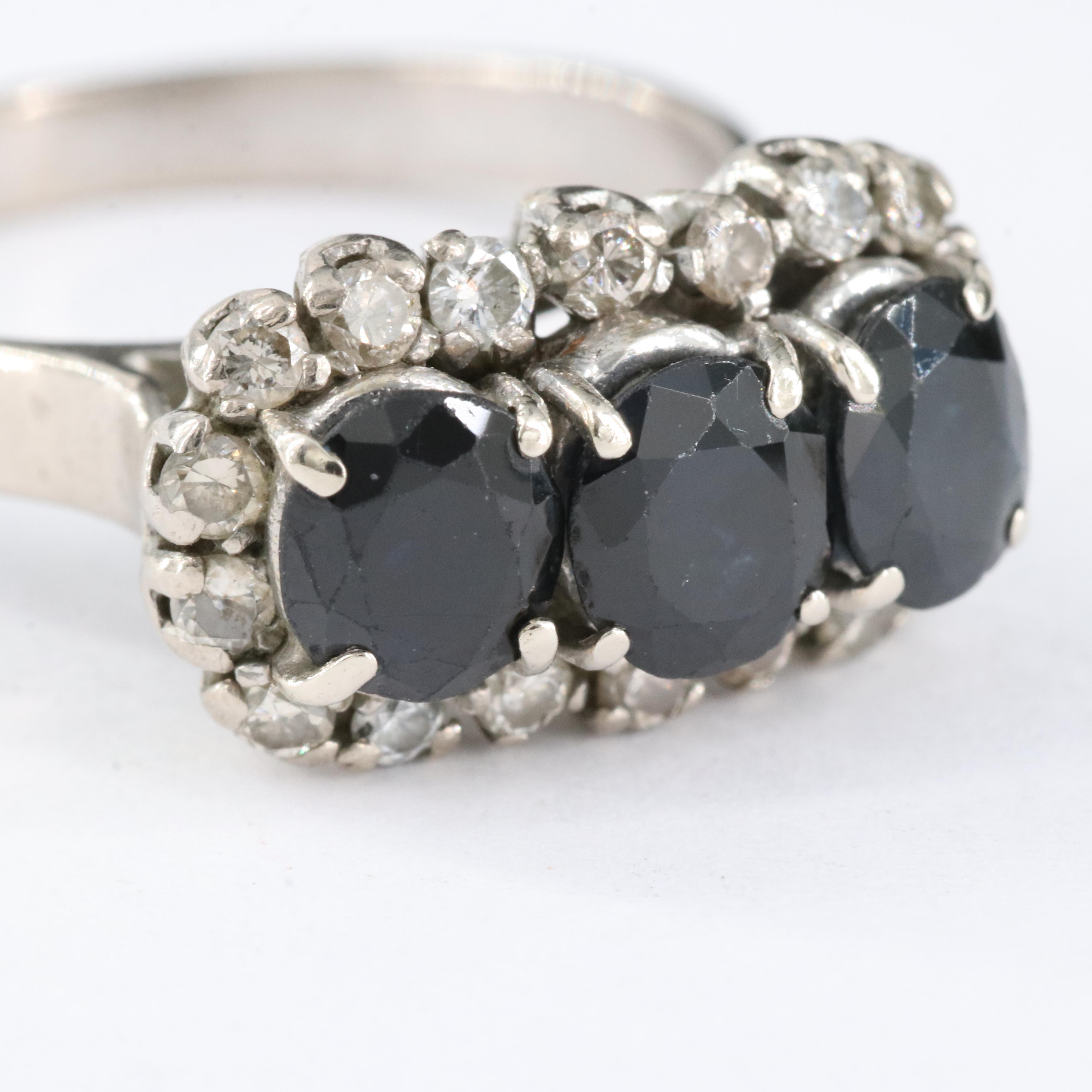 Vintage 10K Sapphire and Diamond Ring with 14K Settings