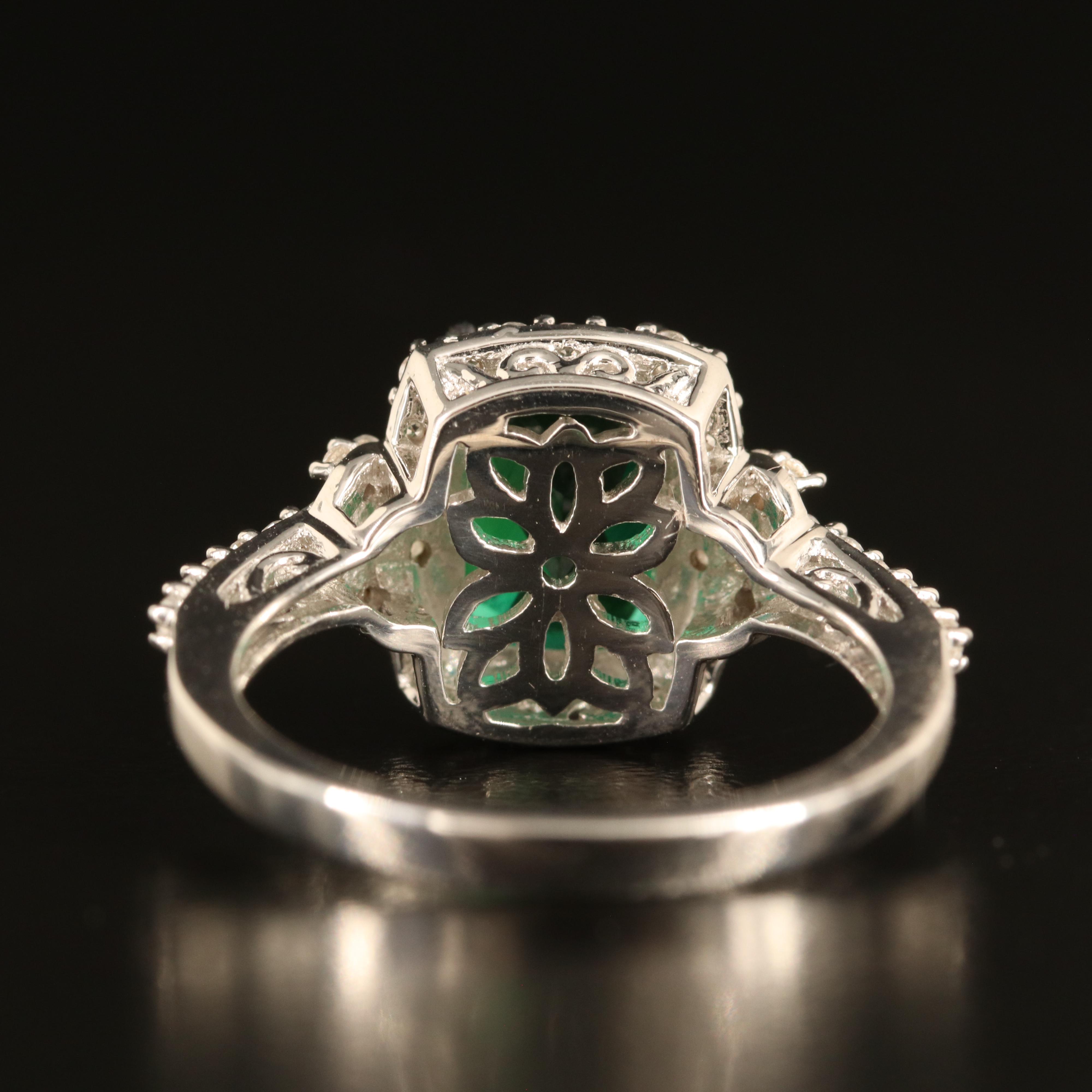 Sterling Emerald and White Sapphire Ring