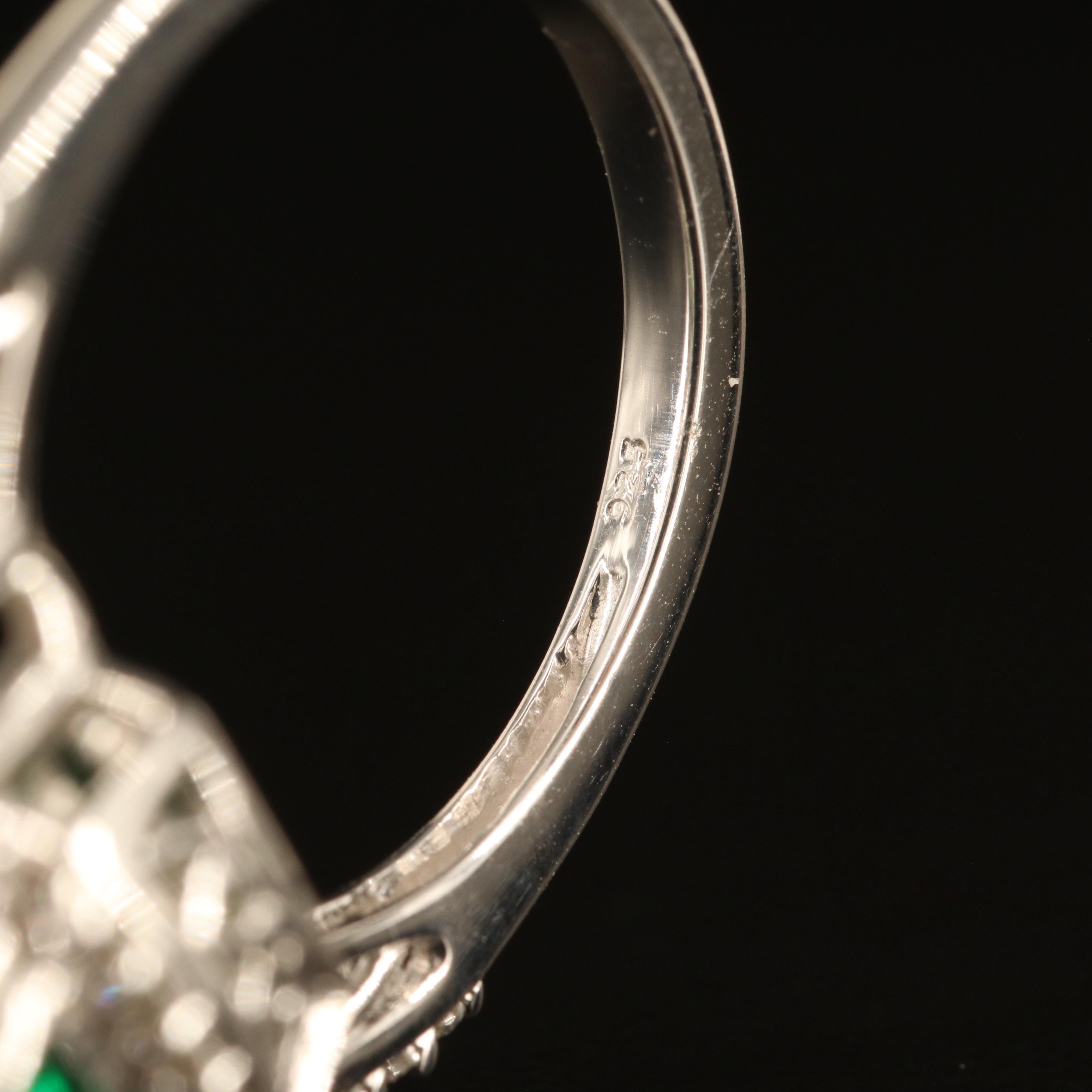 Sterling Emerald and White Sapphire Ring