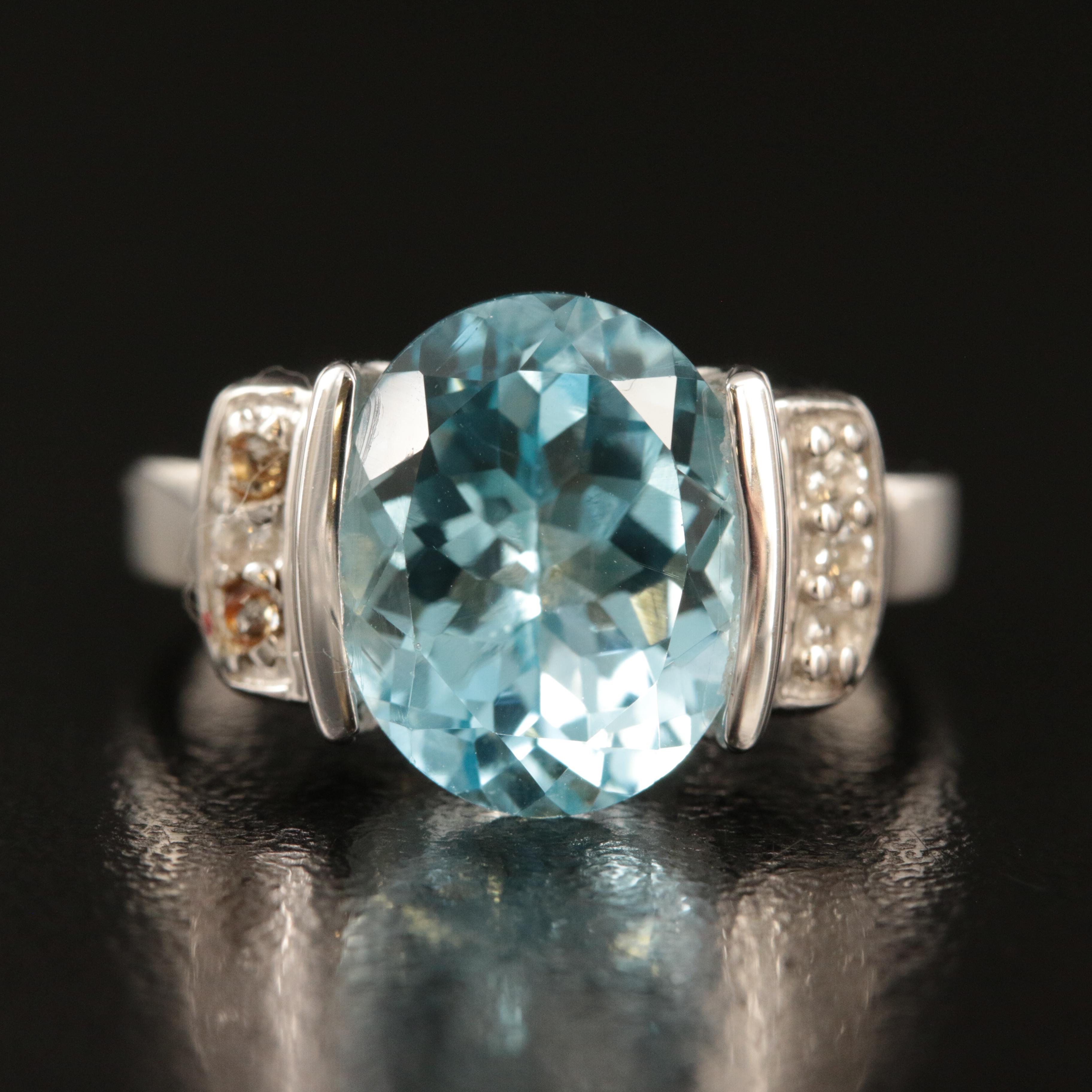 Sterling Sky Blue and White Topaz Ring