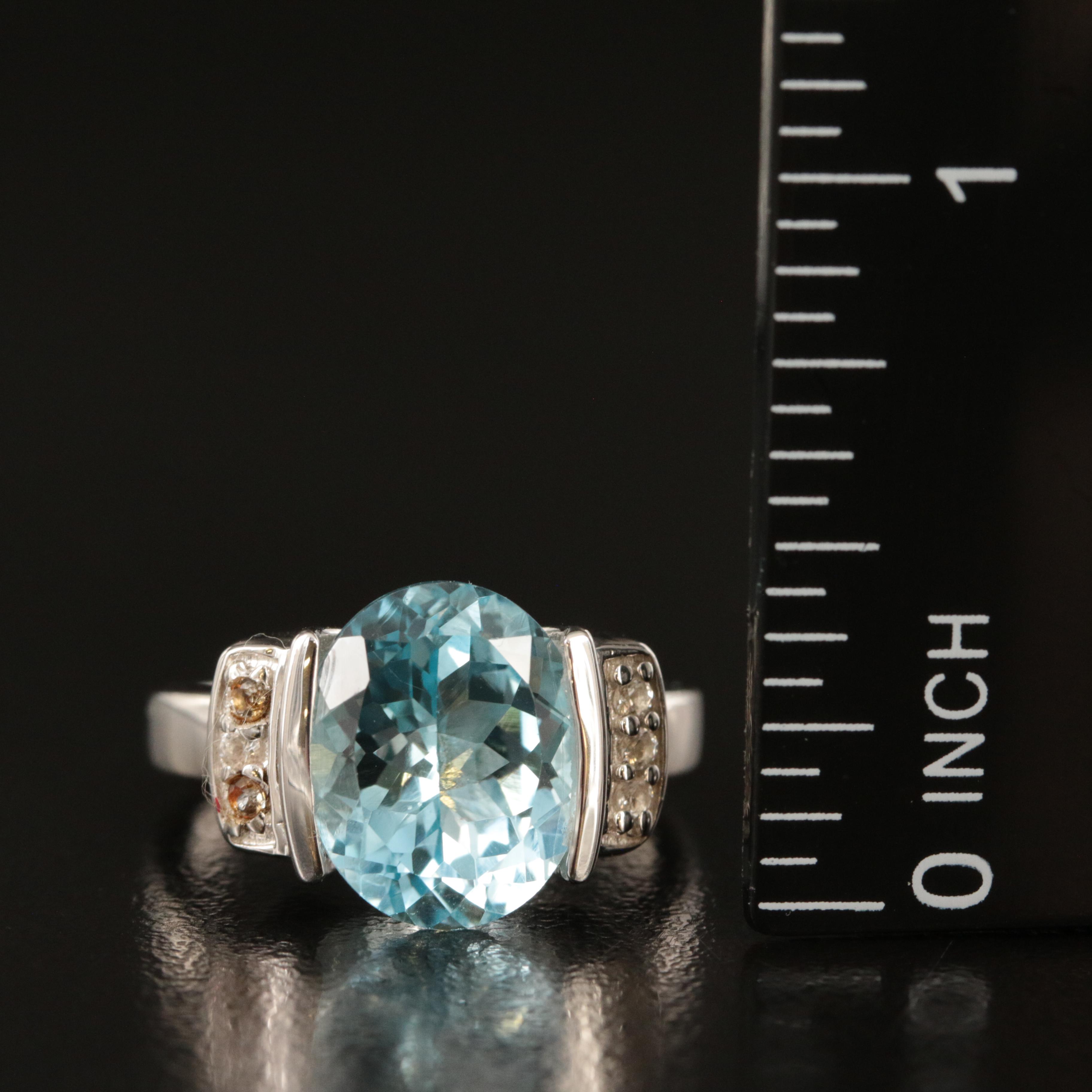 Sterling Sky Blue and White Topaz Ring