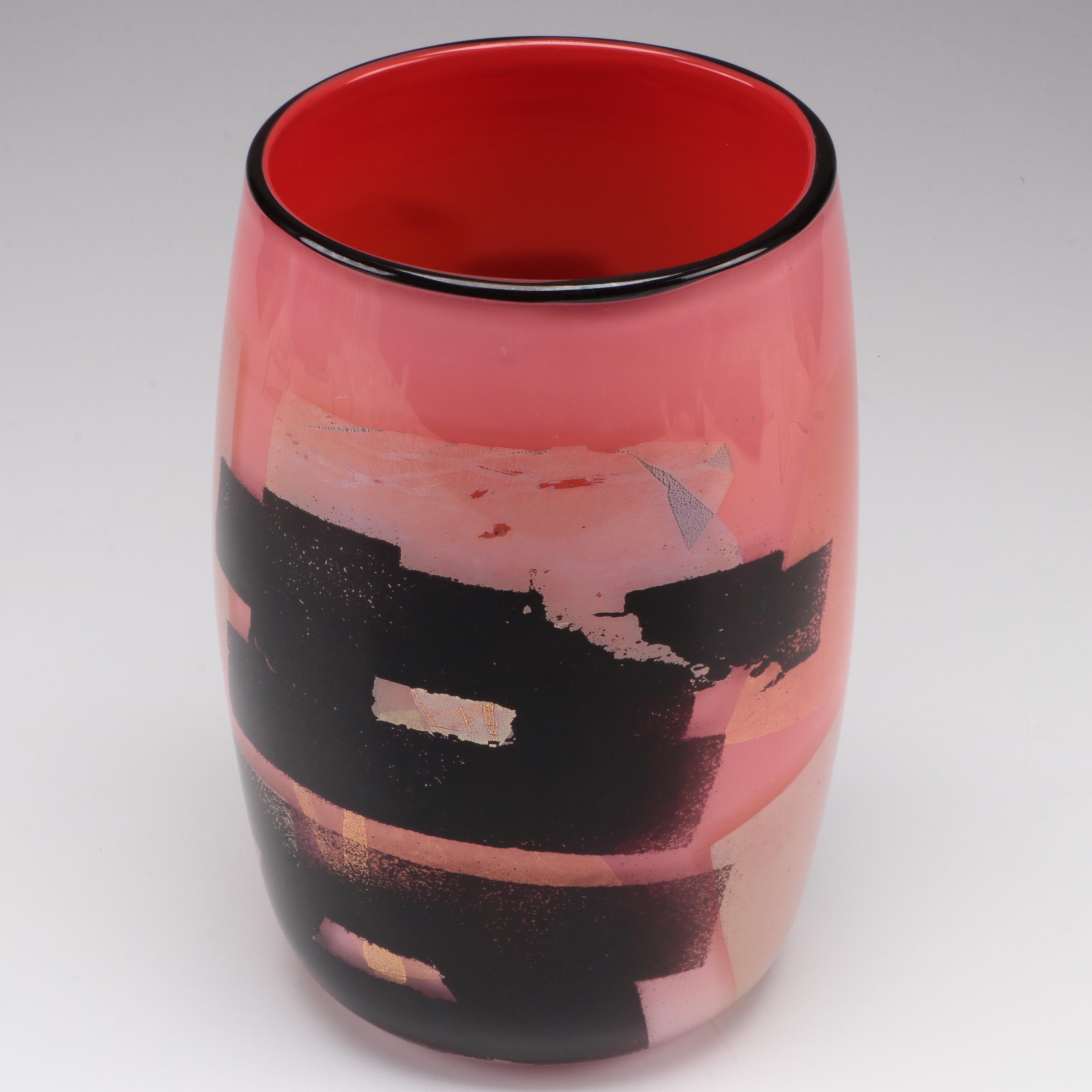 Michael Sosin Asian Influence Blown Glass Vase, 1995