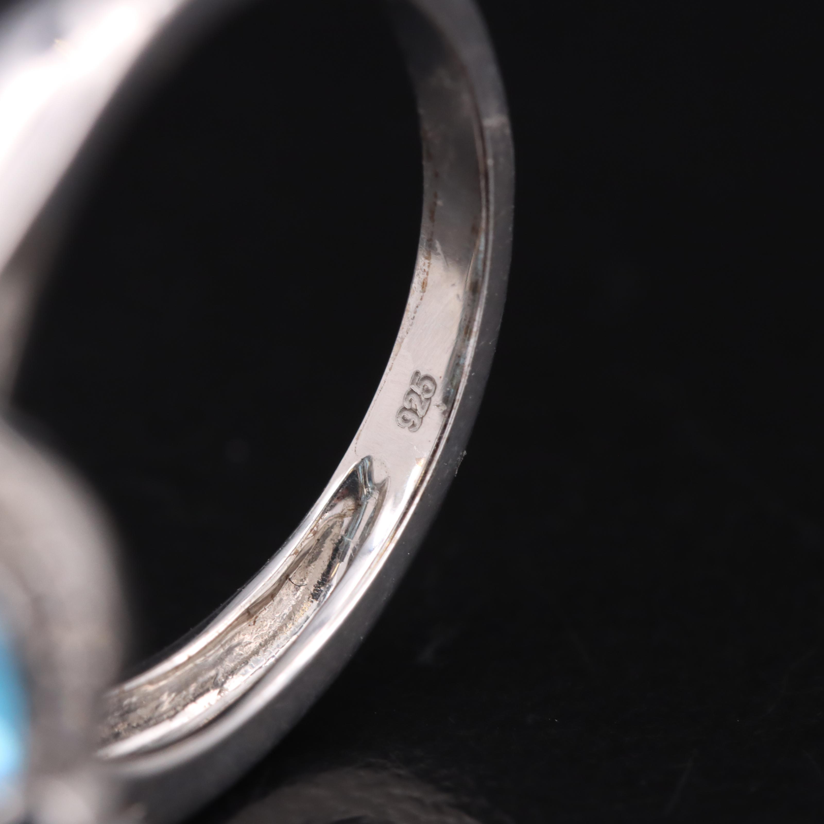 Sterling Swiss Blue Topaz and Diamond Quatrefoil Ring