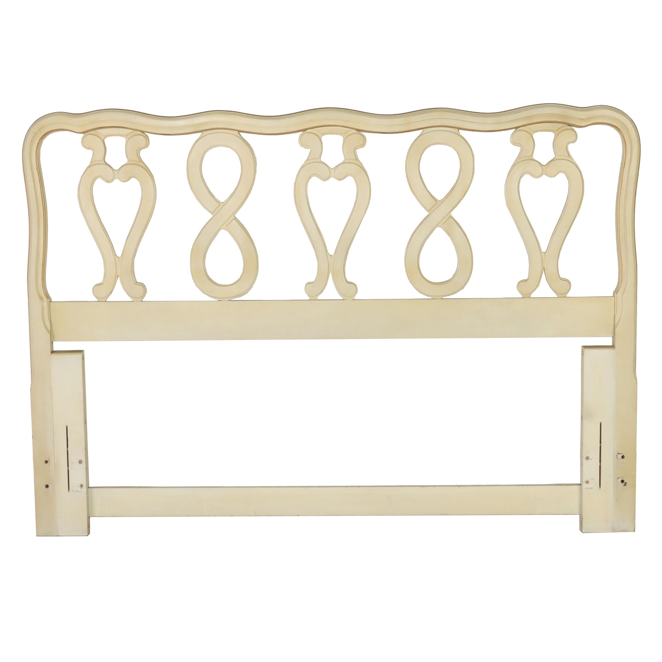 French Provincial Style Painted and Parcel-Gilt Full Size Headboard