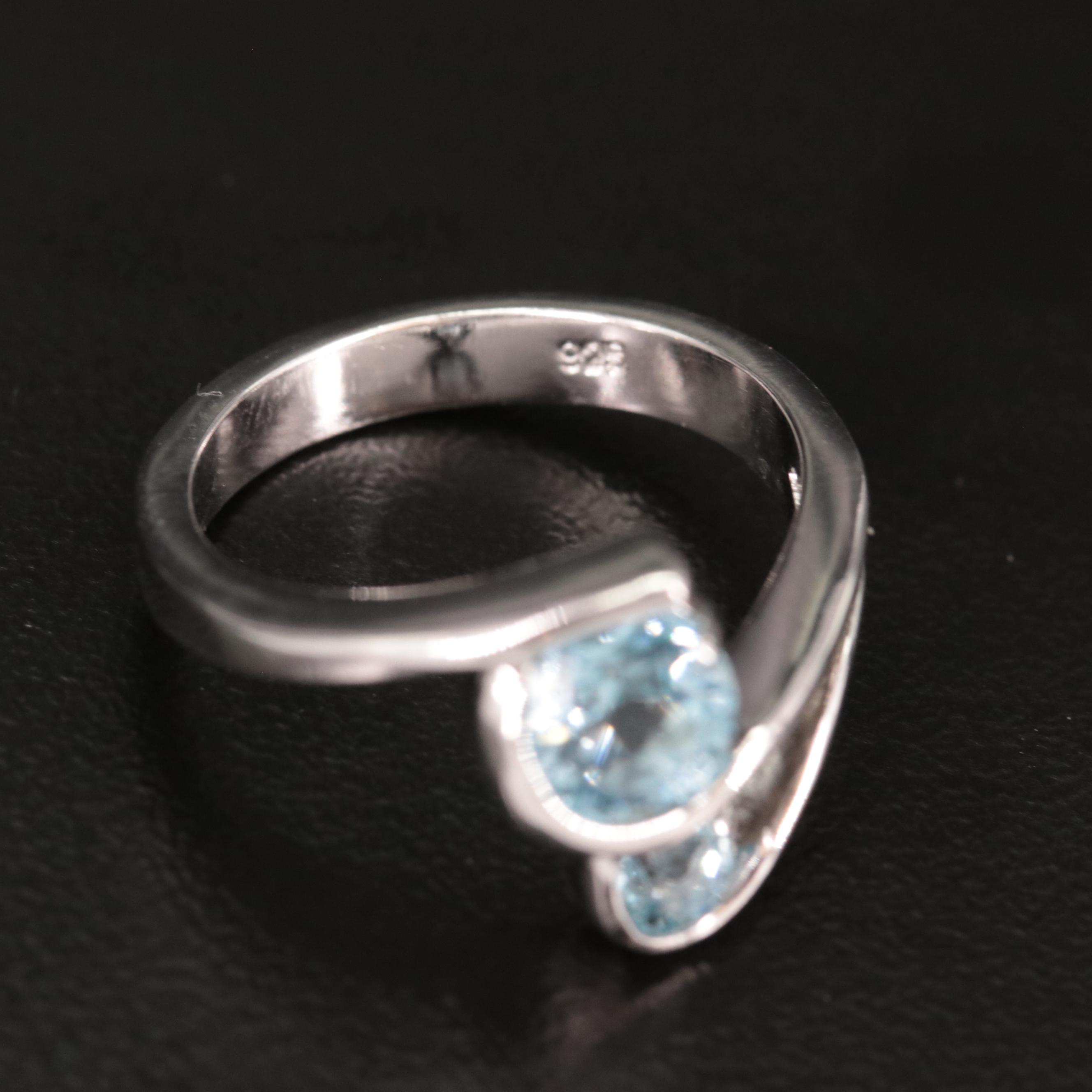 Sterling Blue Topaz Crossover Ring