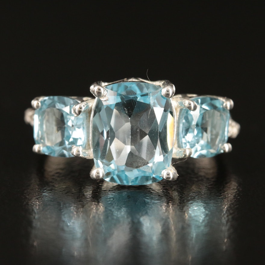 Sterling Sky Blue and White Topaz Ring