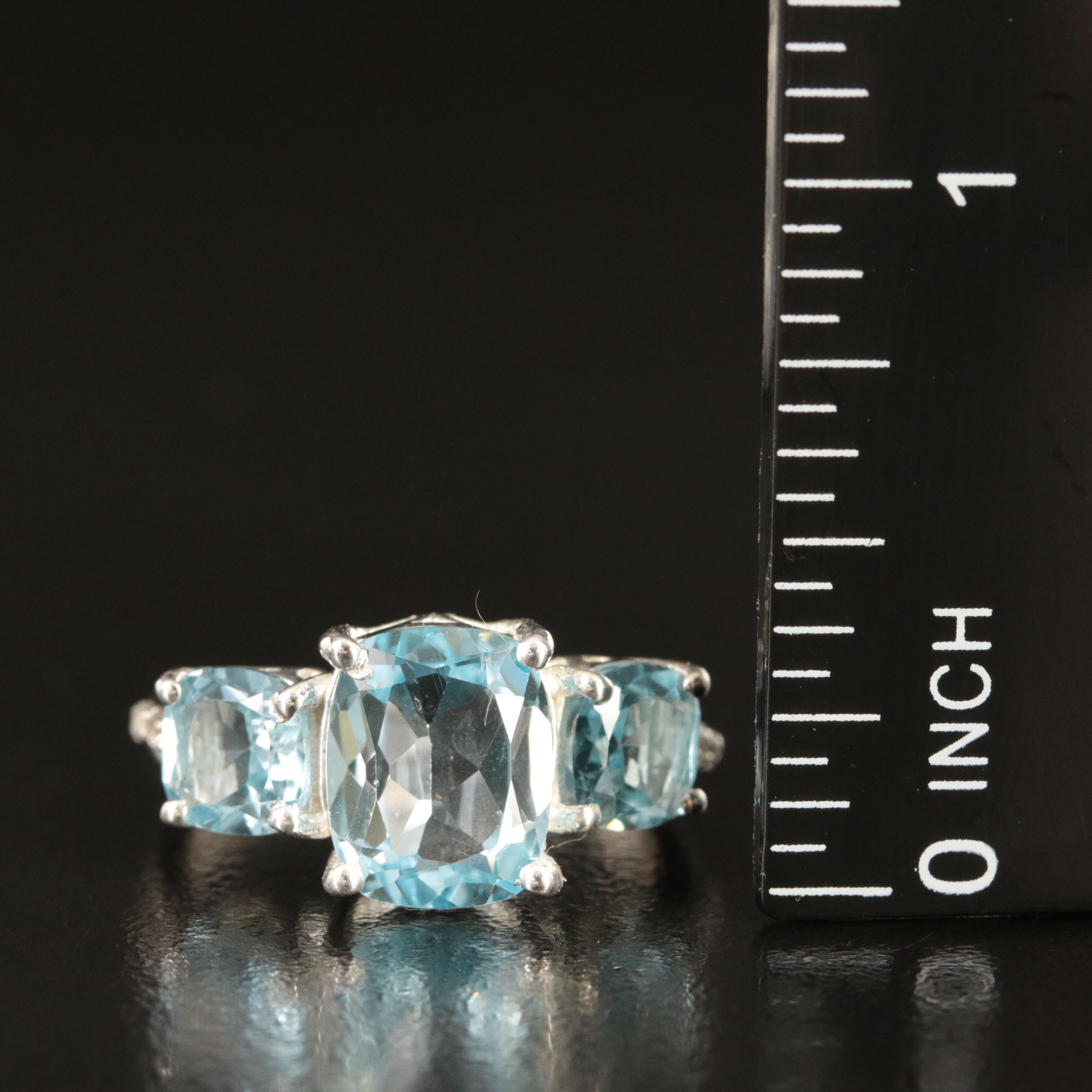Sterling Sky Blue and White Topaz Ring