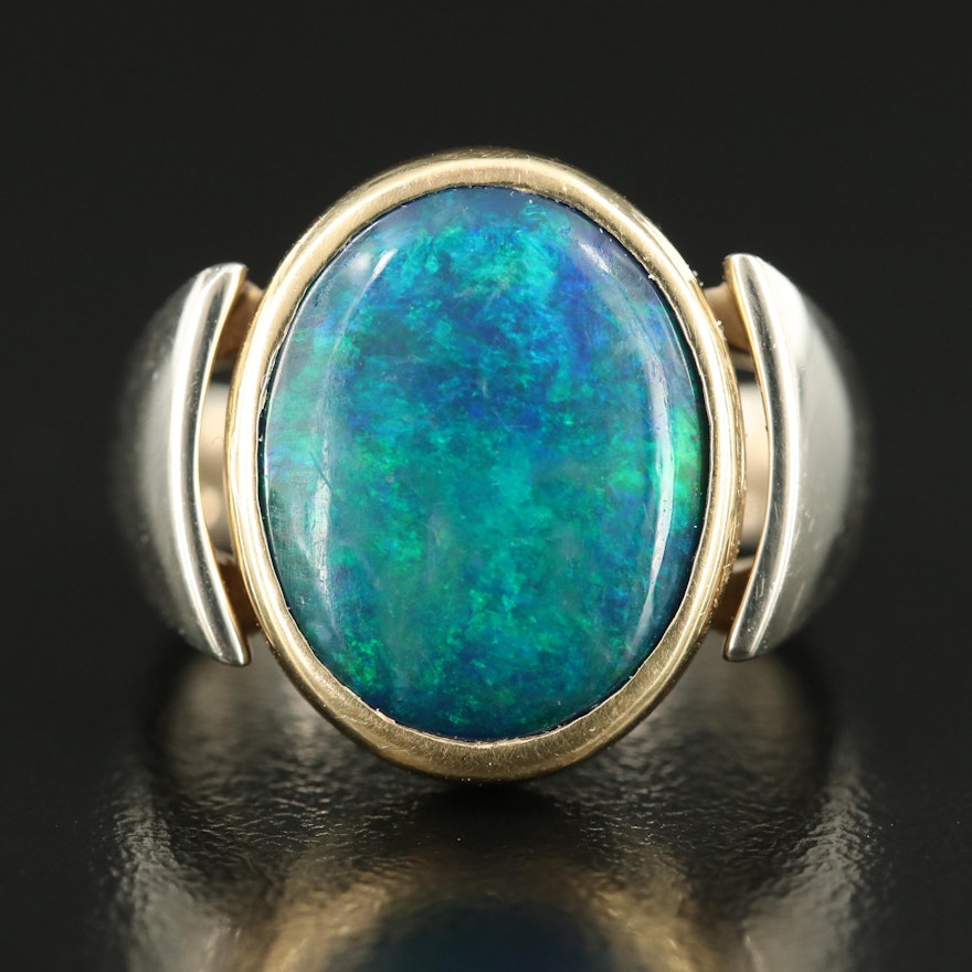 18K Two-Tone Opal Doublet Ring