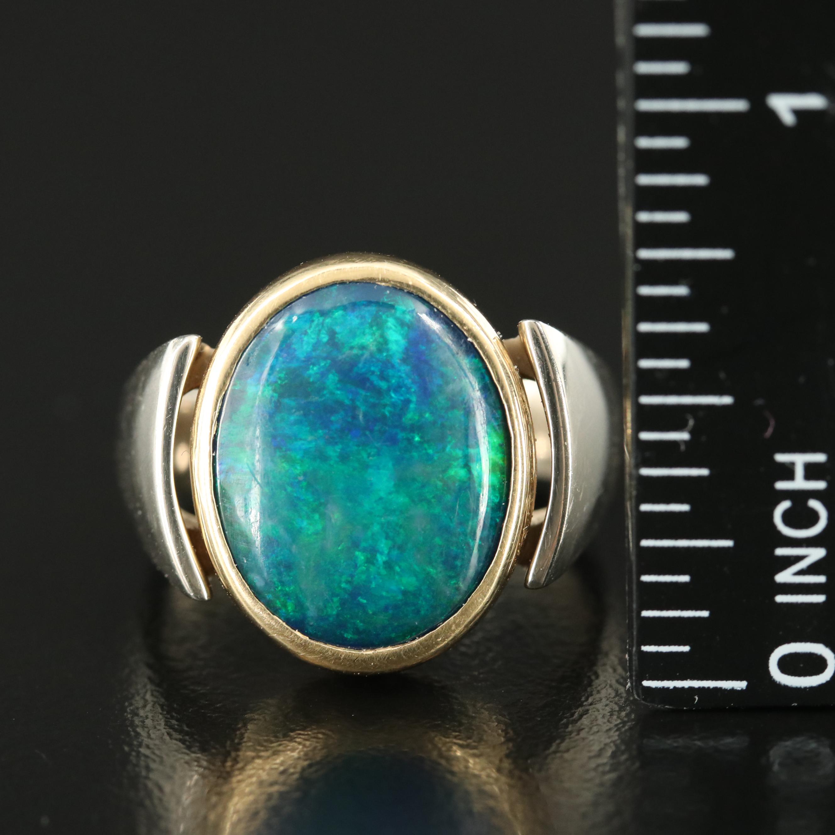 18K Two-Tone Opal Doublet Ring