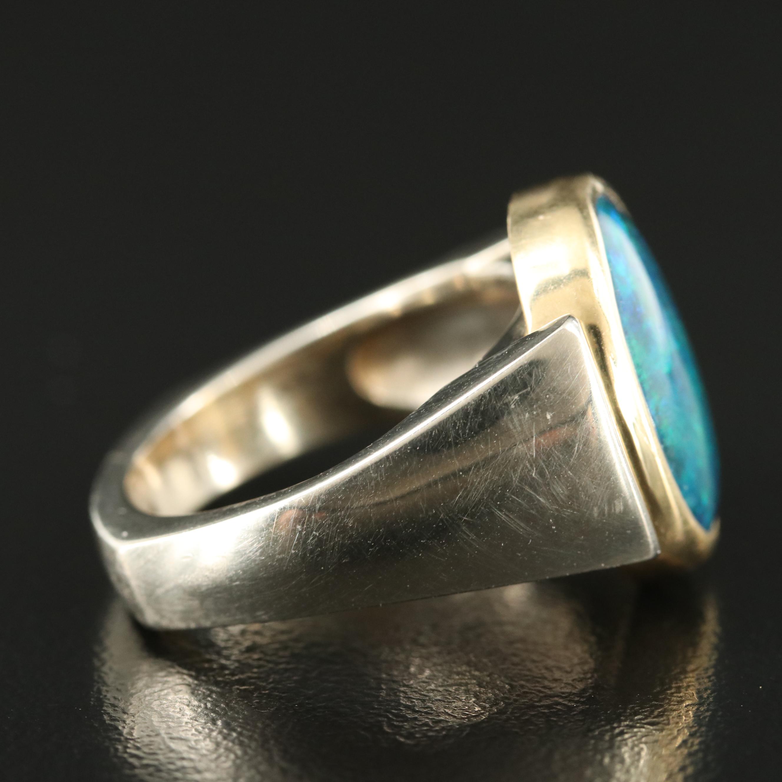 18K Two-Tone Opal Doublet Ring