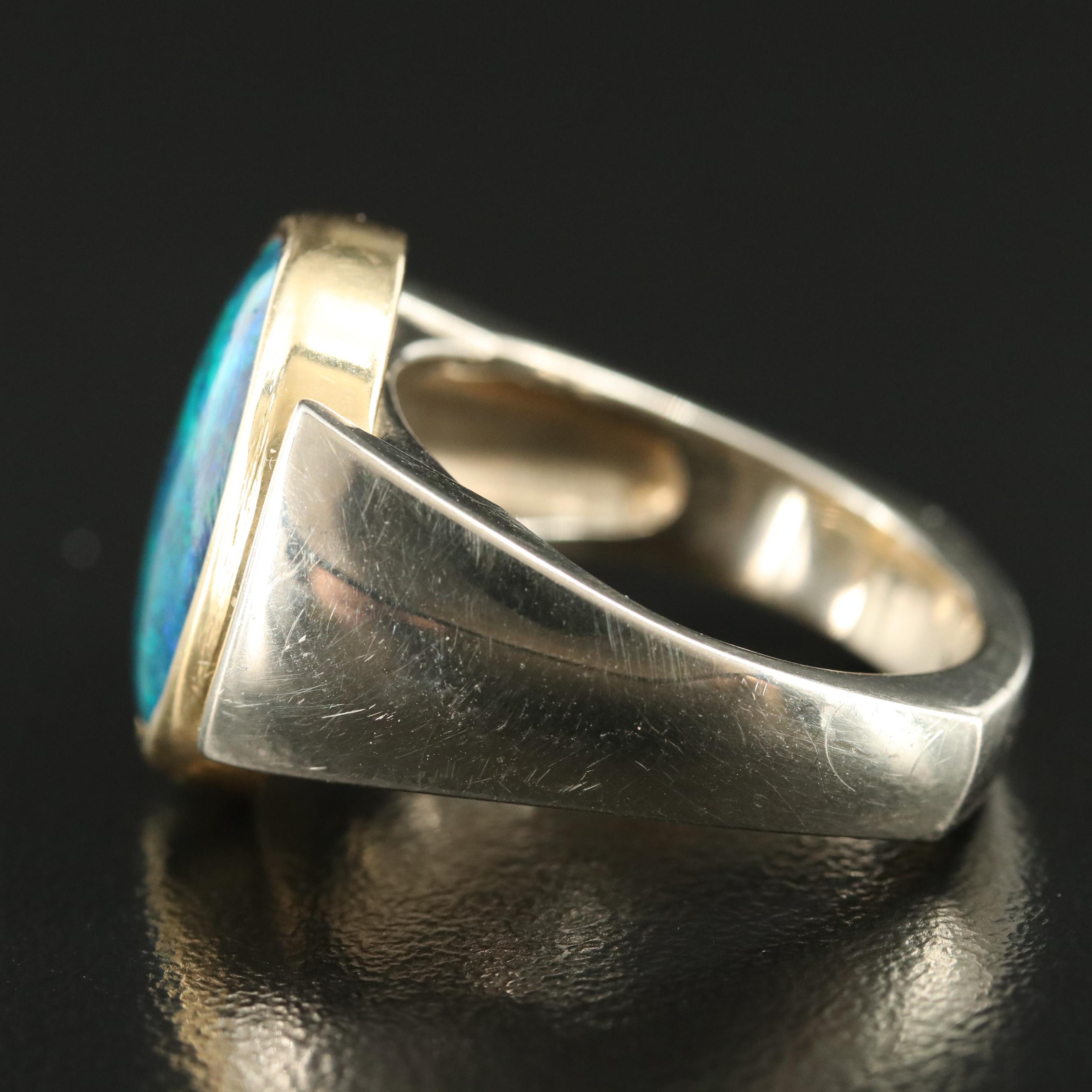 18K Two-Tone Opal Doublet Ring