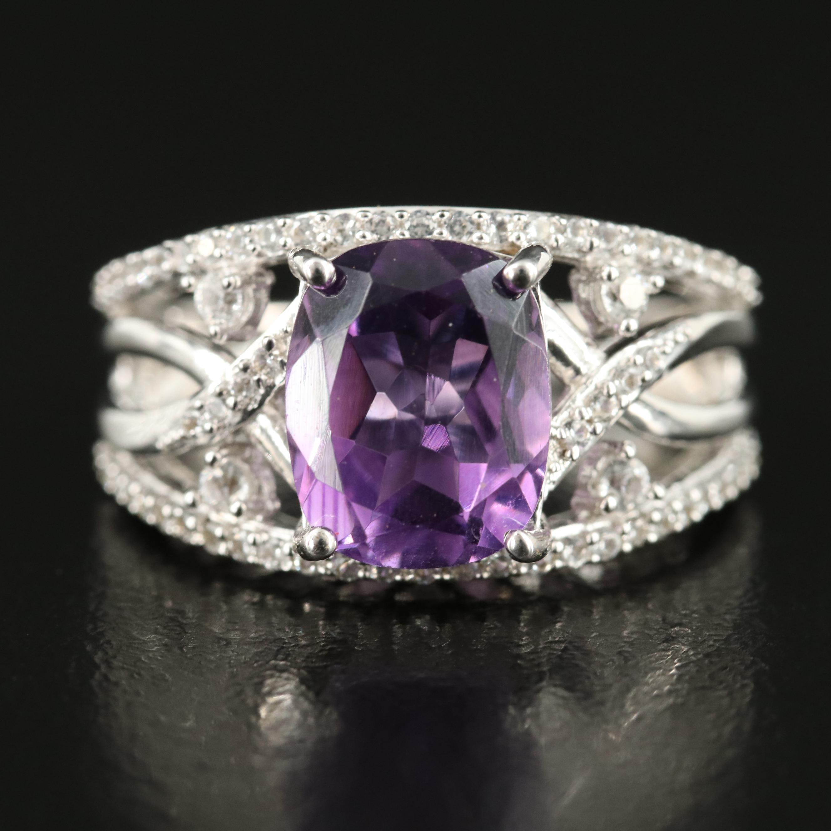 Sterling Amethyst and Sapphire Ring
