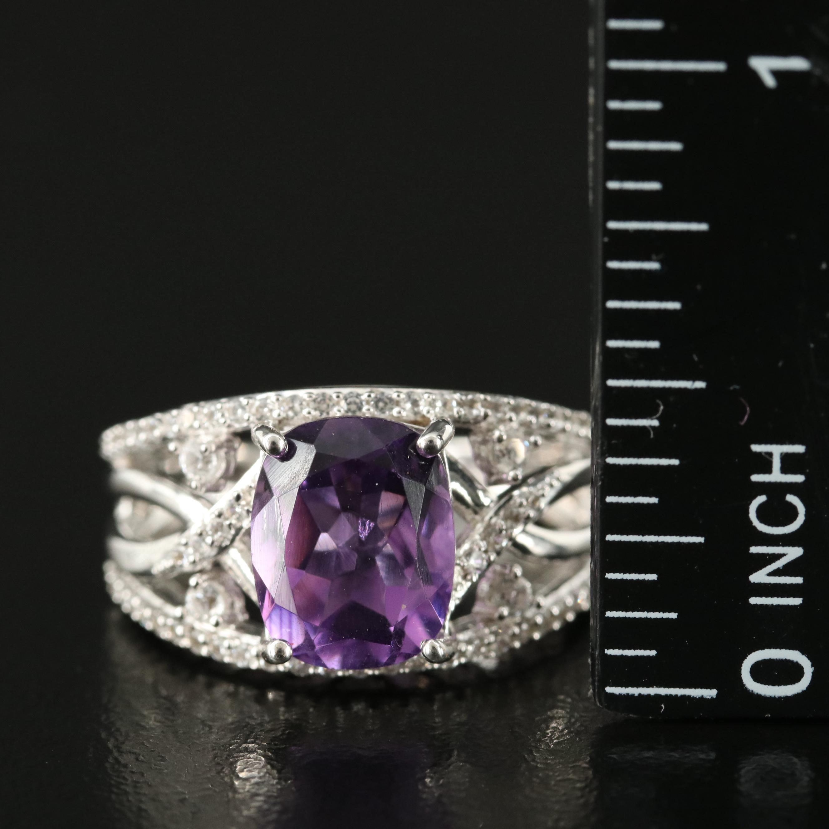 Sterling Amethyst and Sapphire Ring