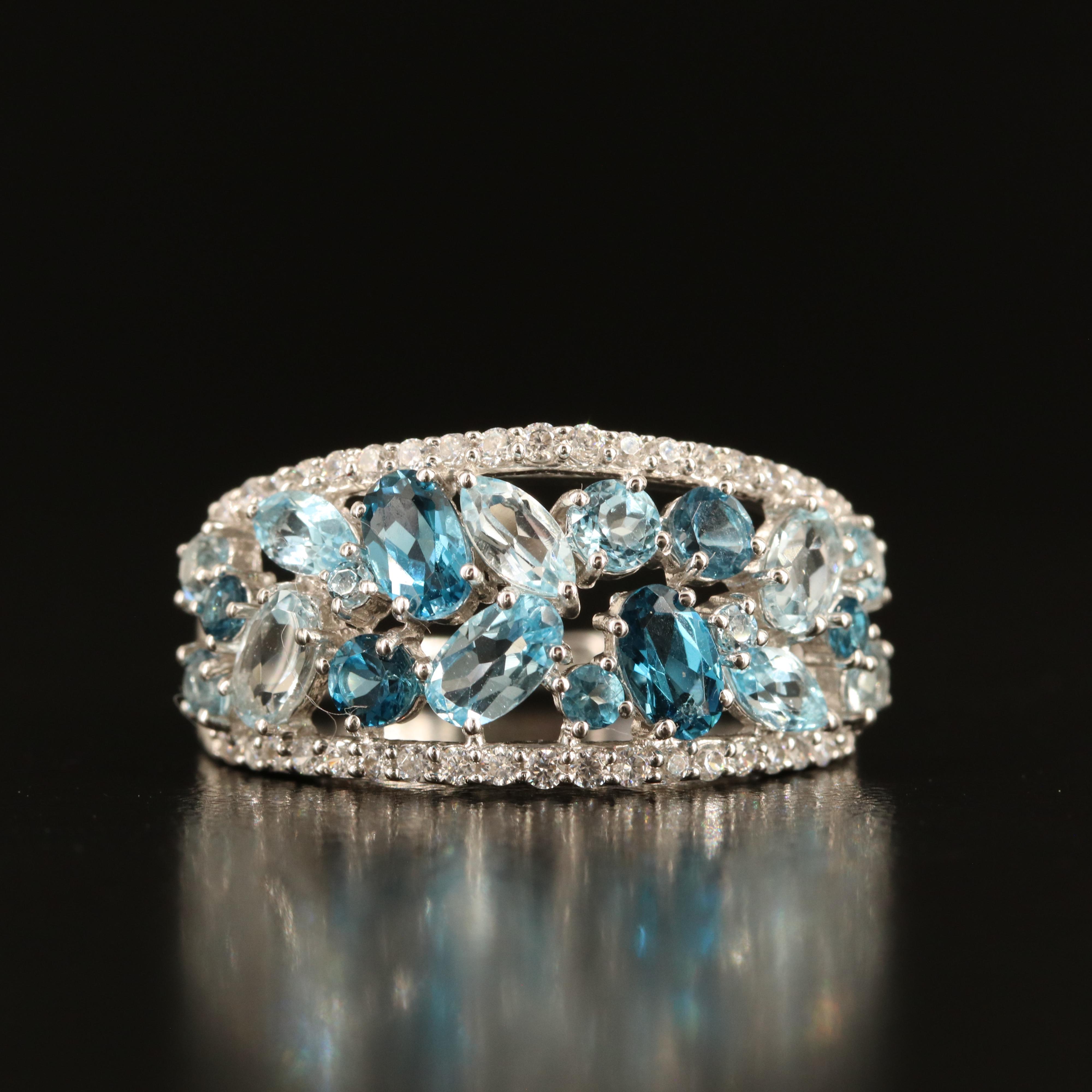 Sterling Topaz and Cubic Zirconia Ring