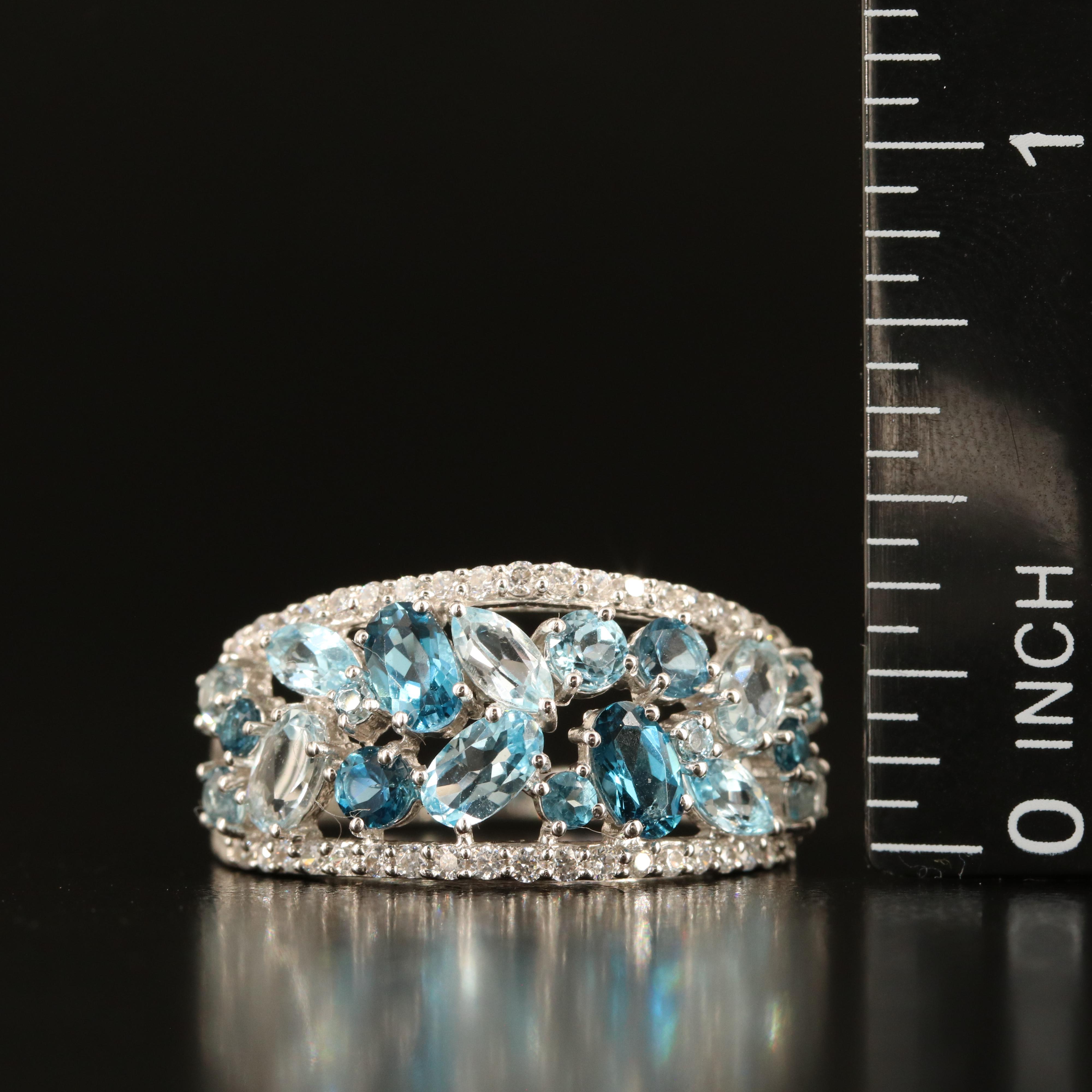 Sterling Topaz and Cubic Zirconia Ring