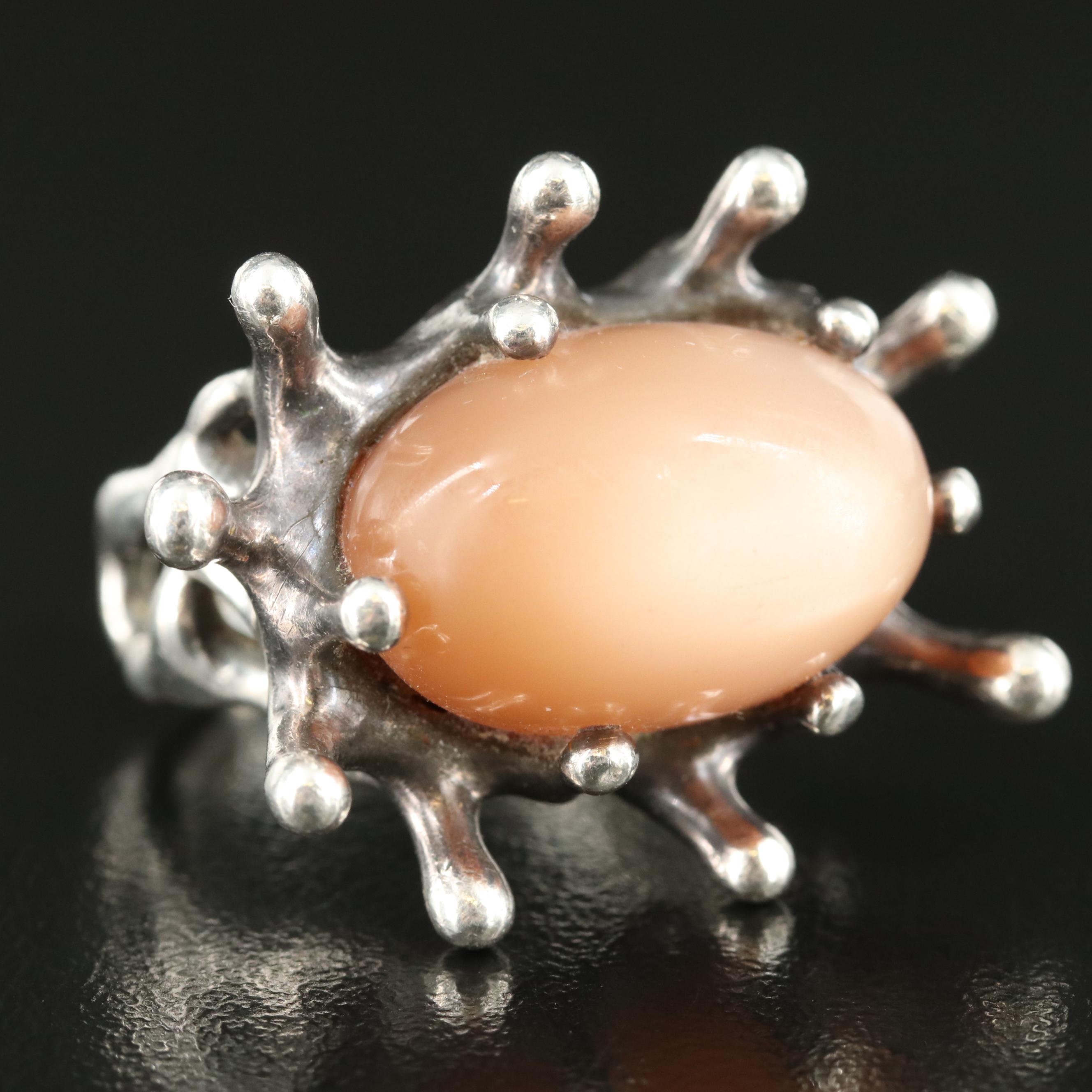 Sterling Moonstone Biomorphic Ring