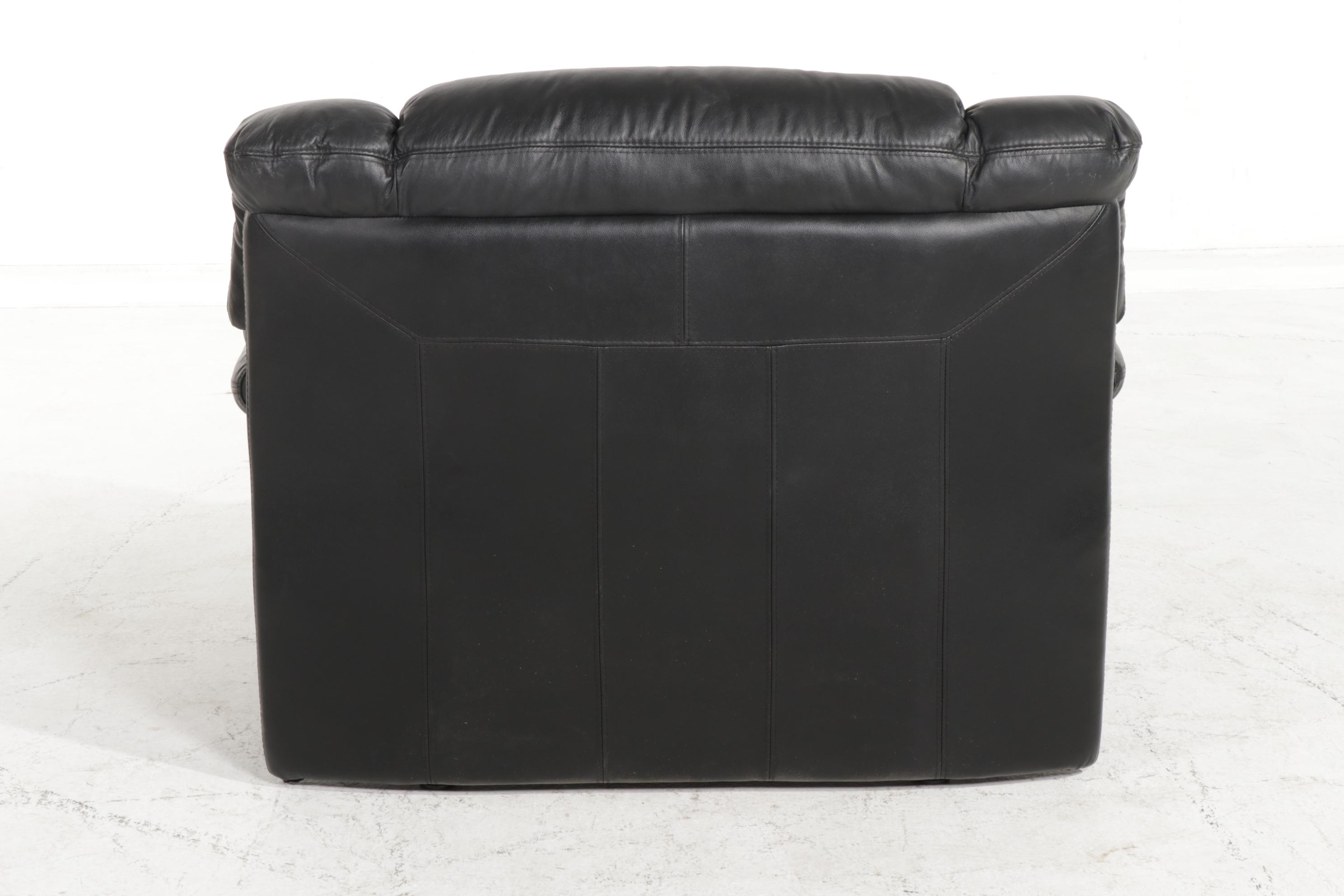 Fubao Modernist Style Black Faux Leather and Metal Lounge Chair