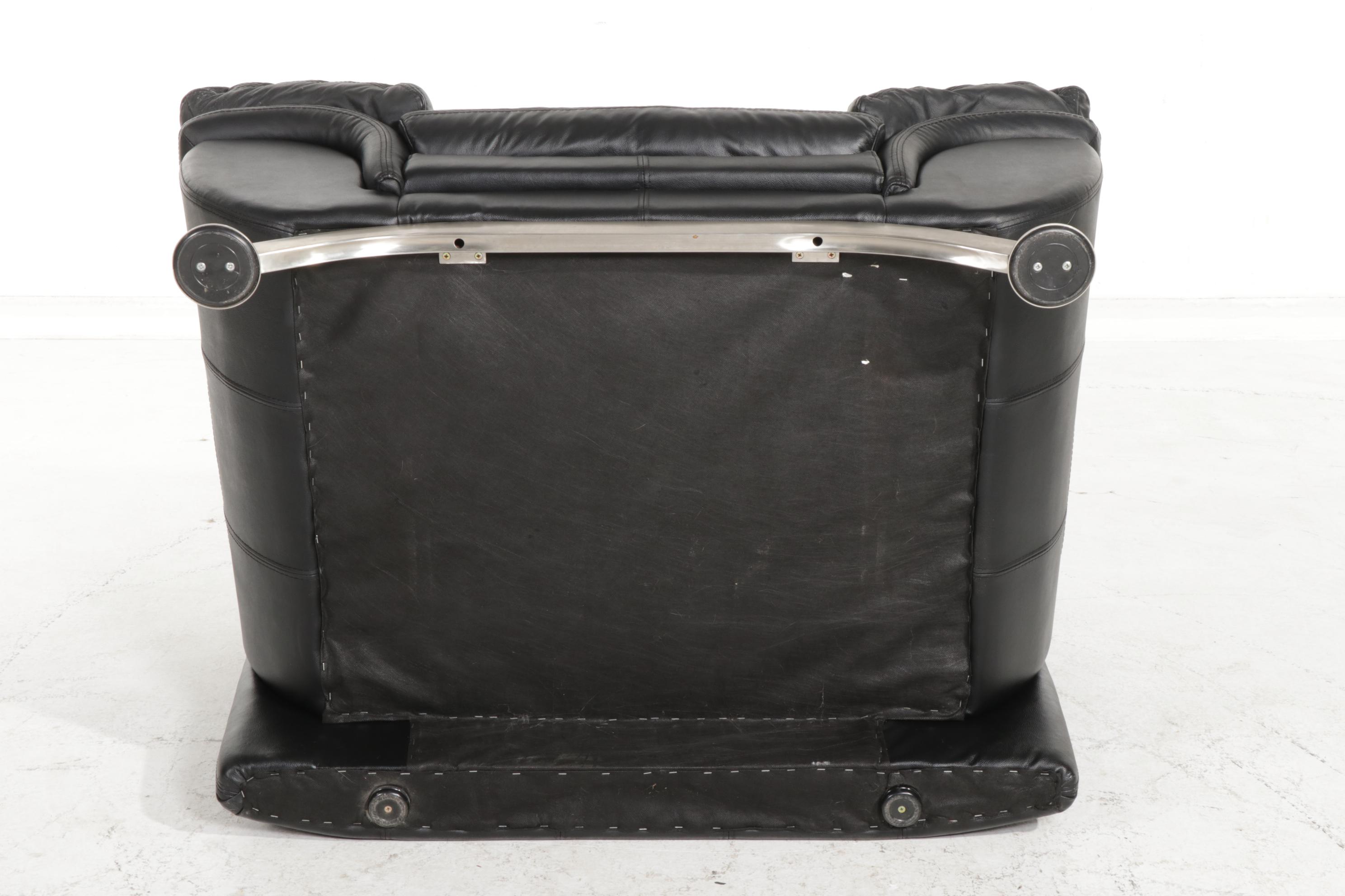 Fubao Modernist Style Black Faux Leather and Metal Lounge Chair