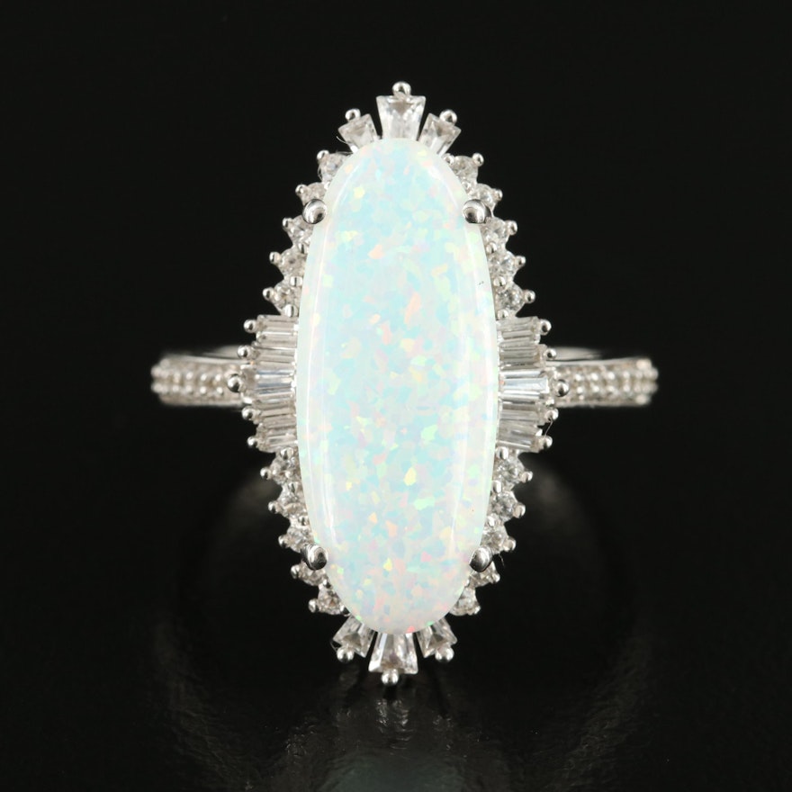 Sterling Opal and Sapphire Ring