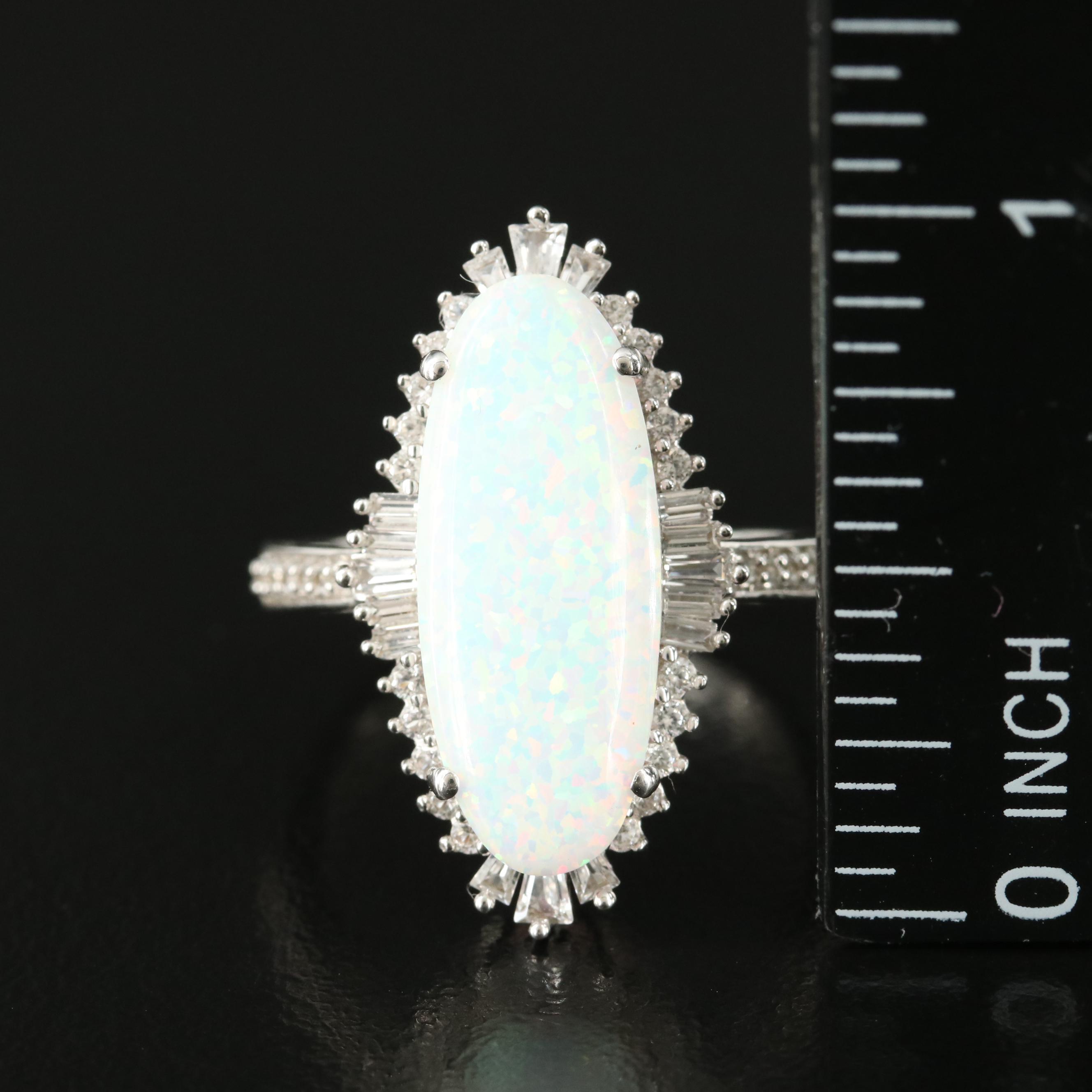 Sterling Opal and Sapphire Ring