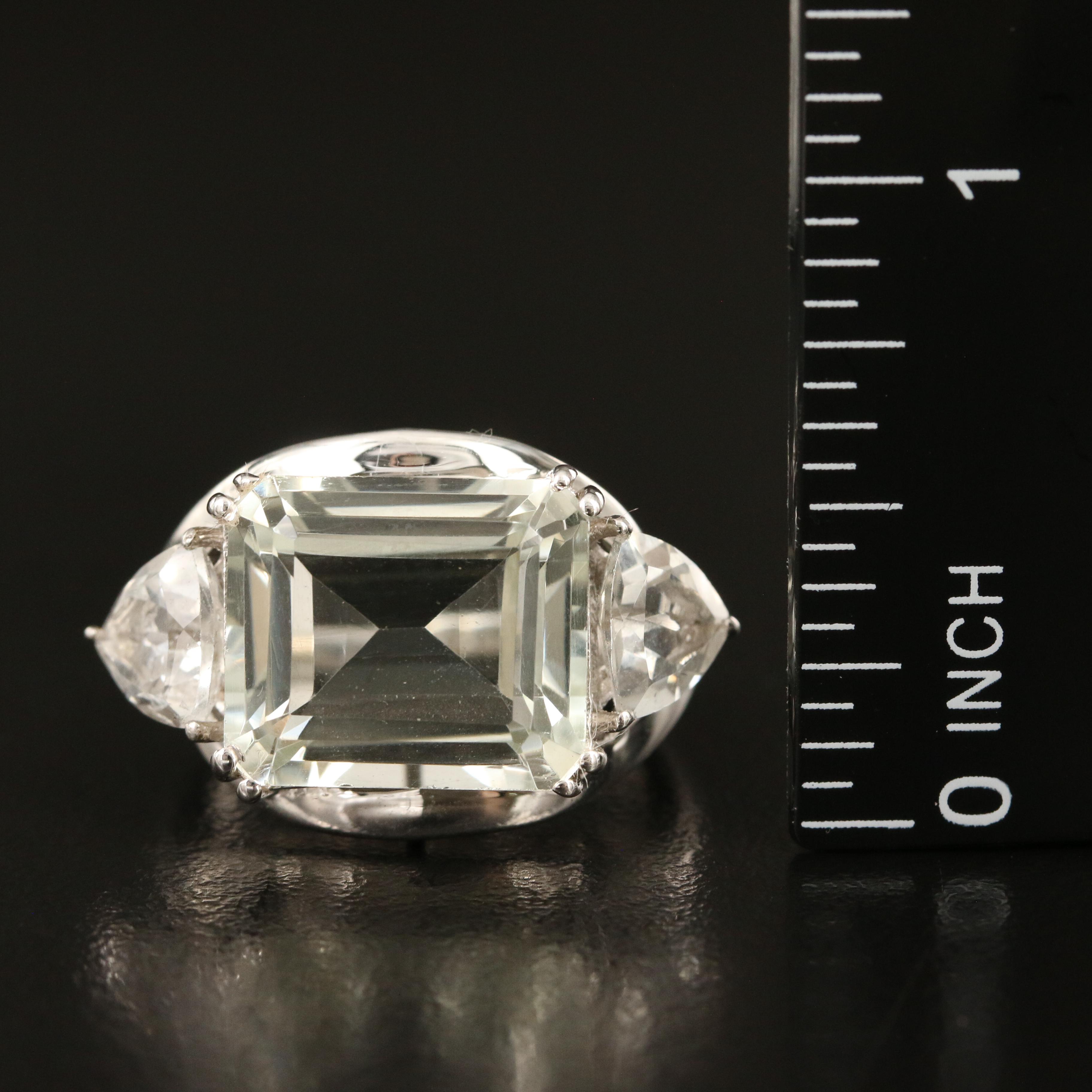 Sterling Prasiolite and White Topaz Ring