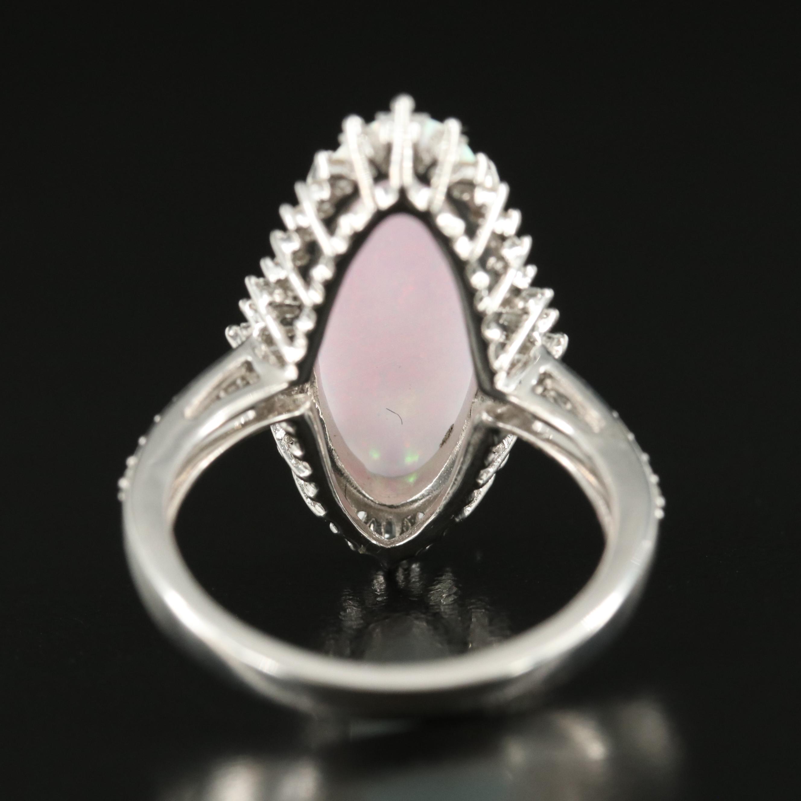 Sterling Opal and Sapphire Ring