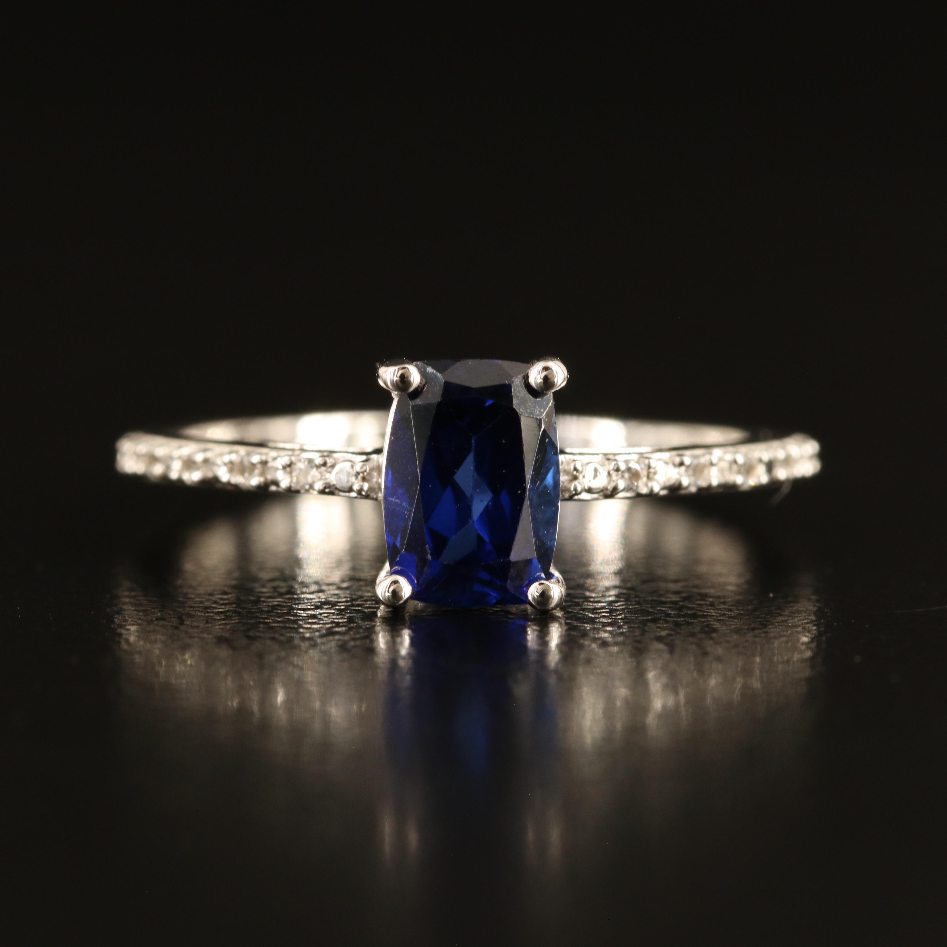 Sterling Sapphire and White Sapphire Ring