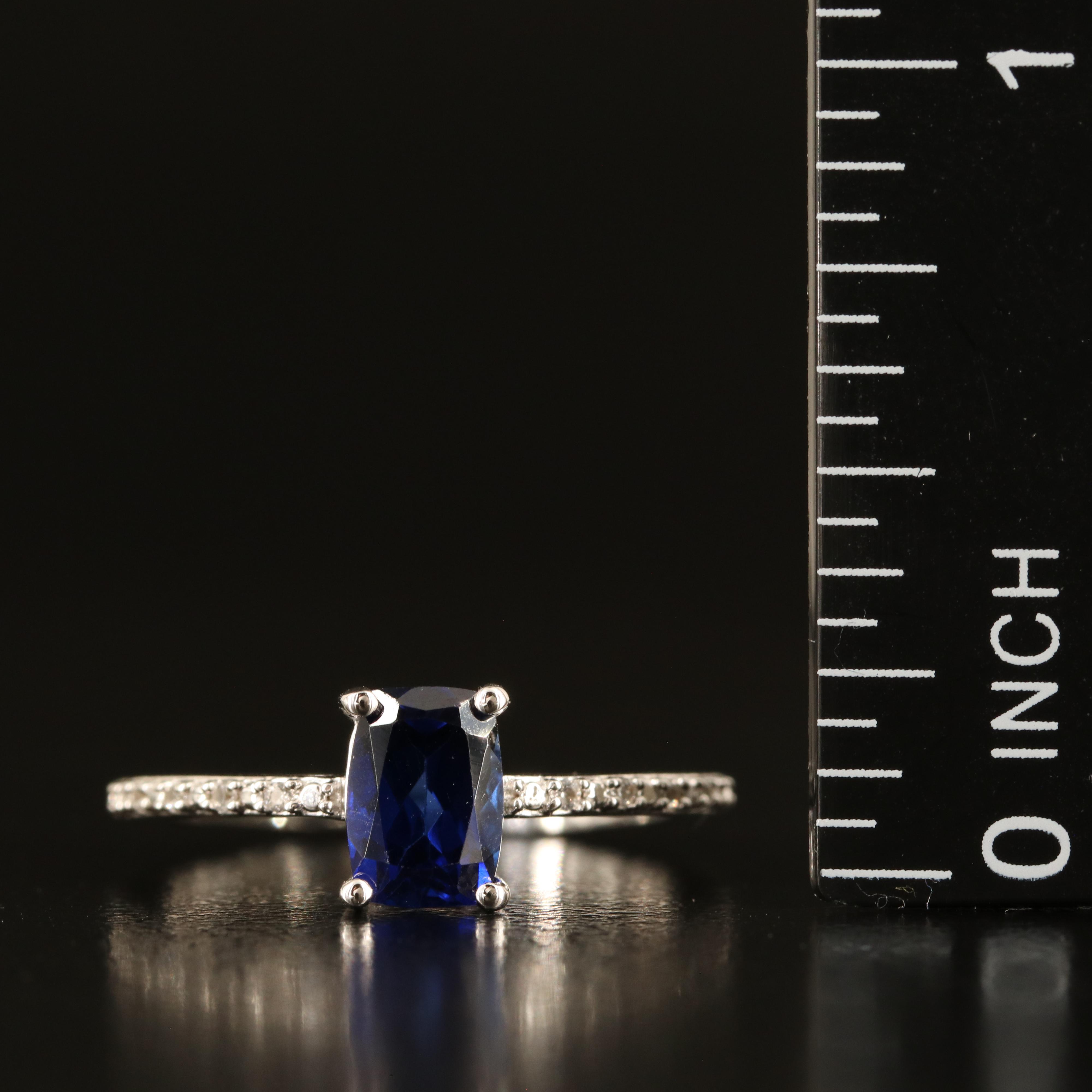 Sterling Sapphire and White Sapphire Ring