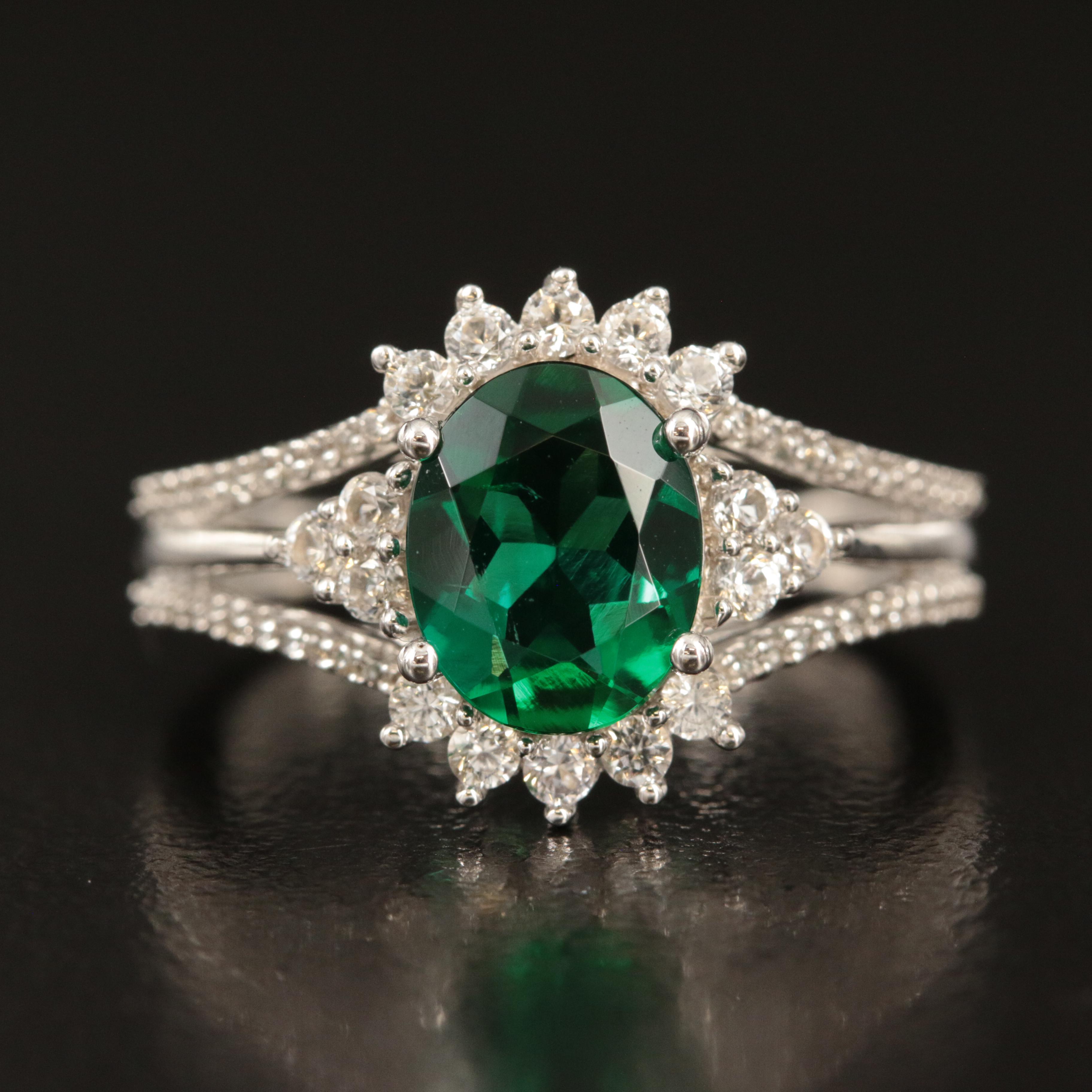 Sterling Emerald and Sapphire Ring