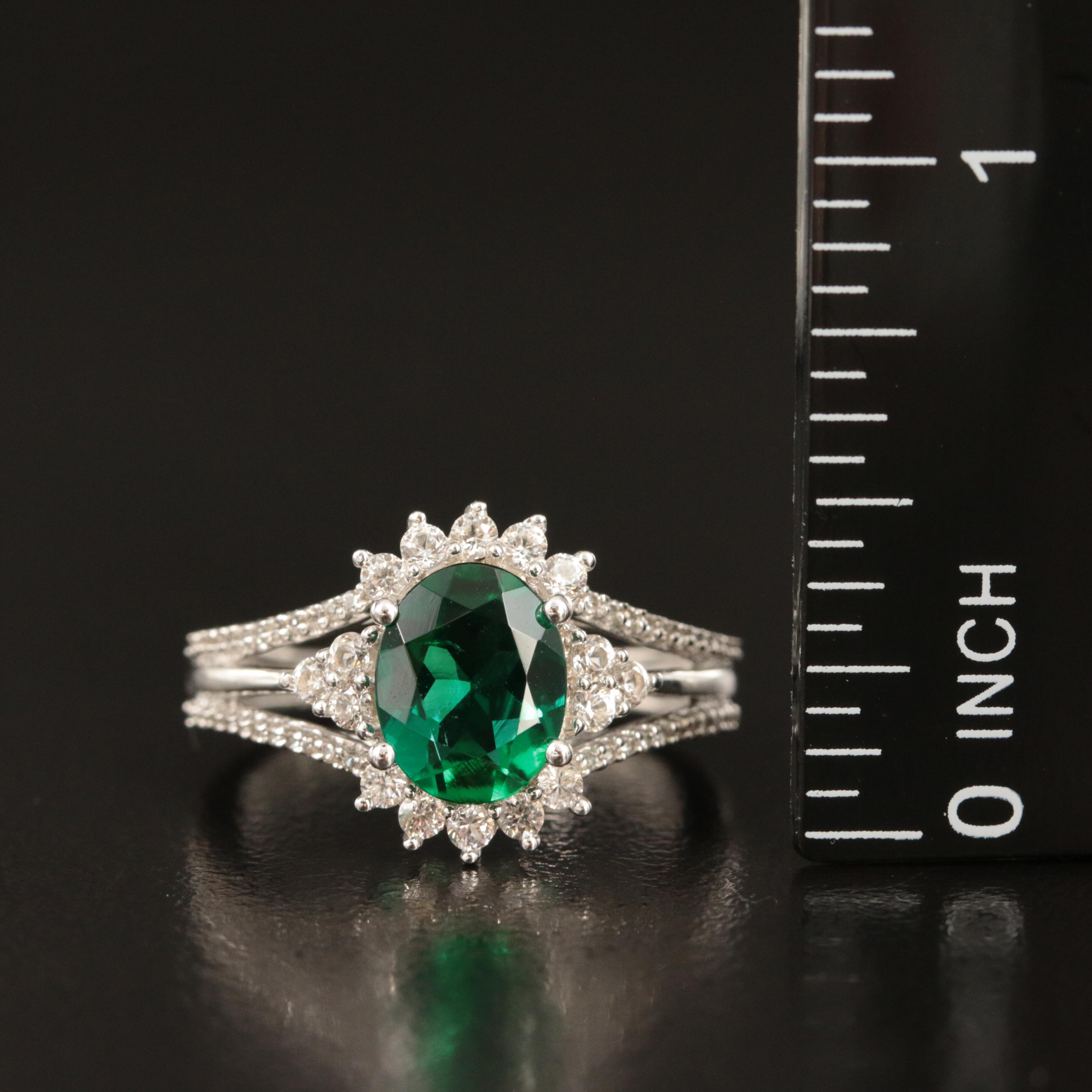 Sterling Emerald and Sapphire Ring