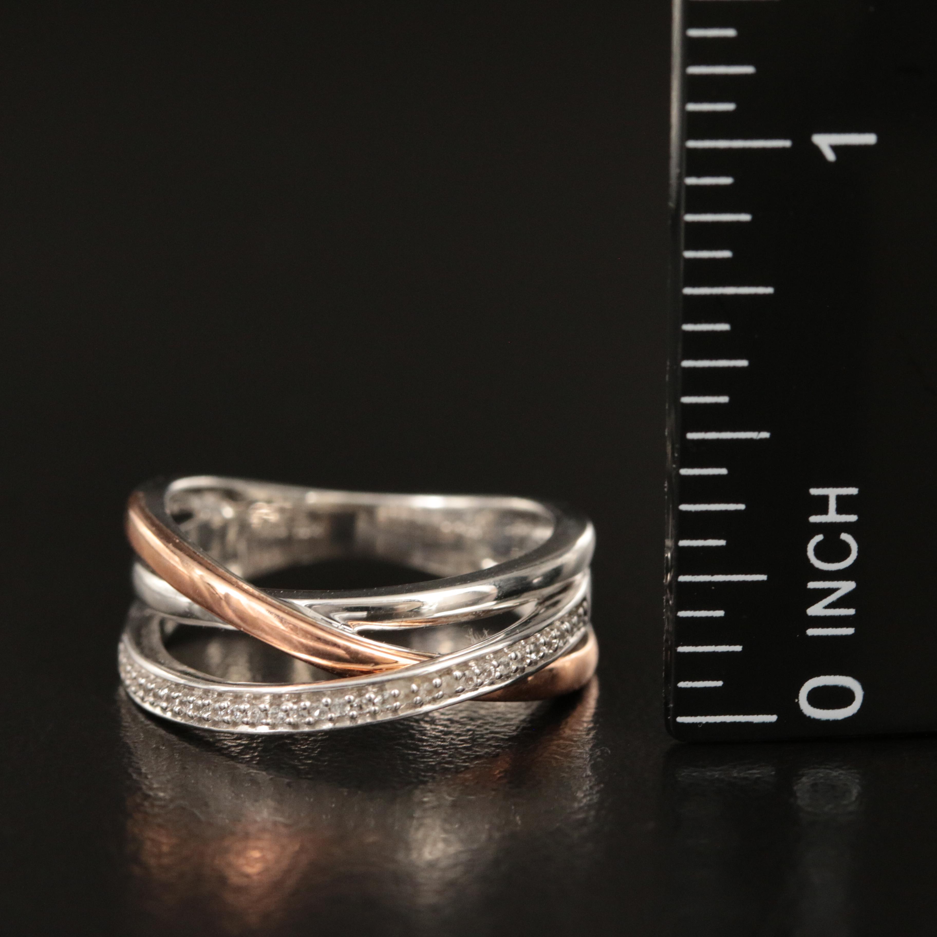 Sterling Topaz Crossover Ring with 10K Rose Gold Accent