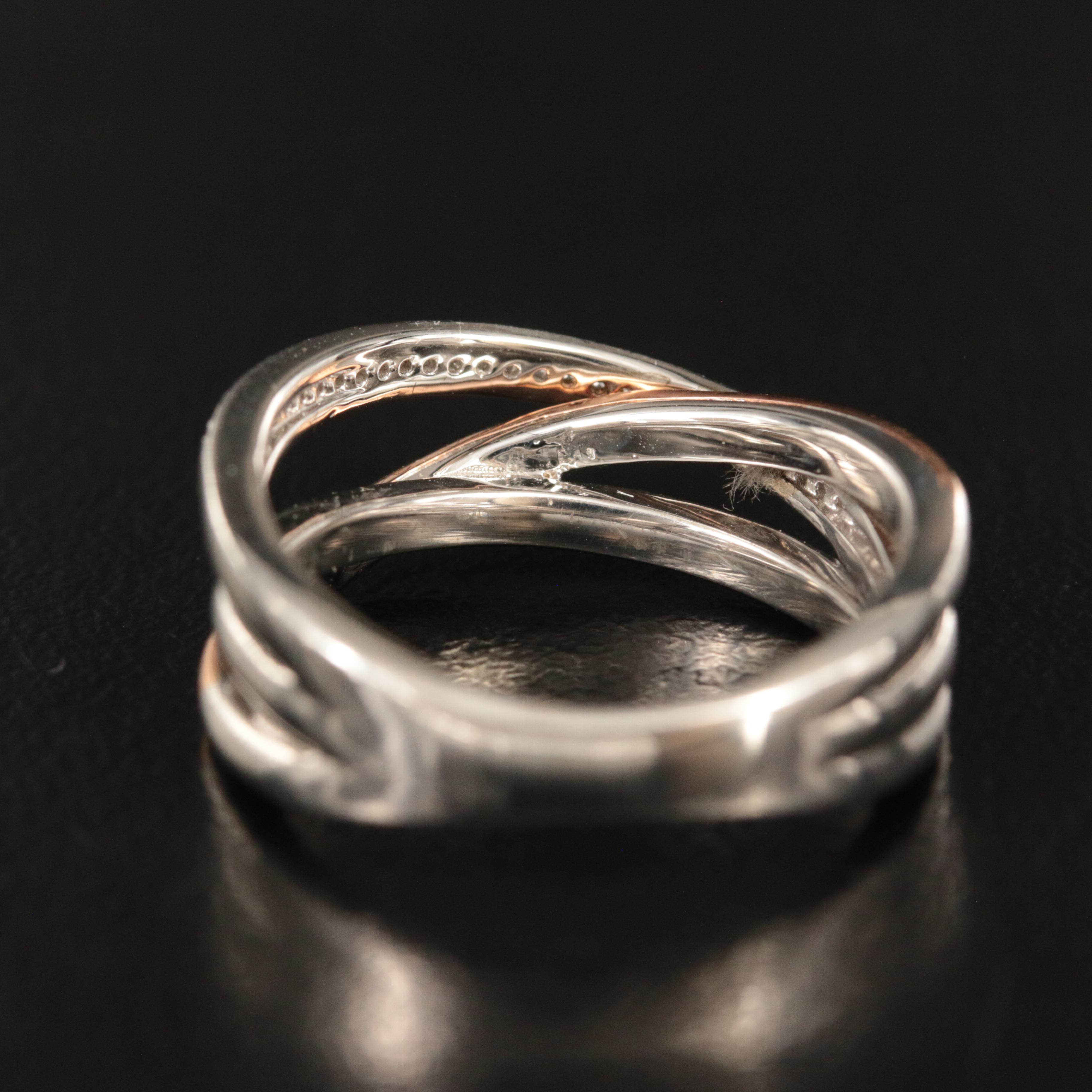 Sterling Topaz Crossover Ring with 10K Rose Gold Accent