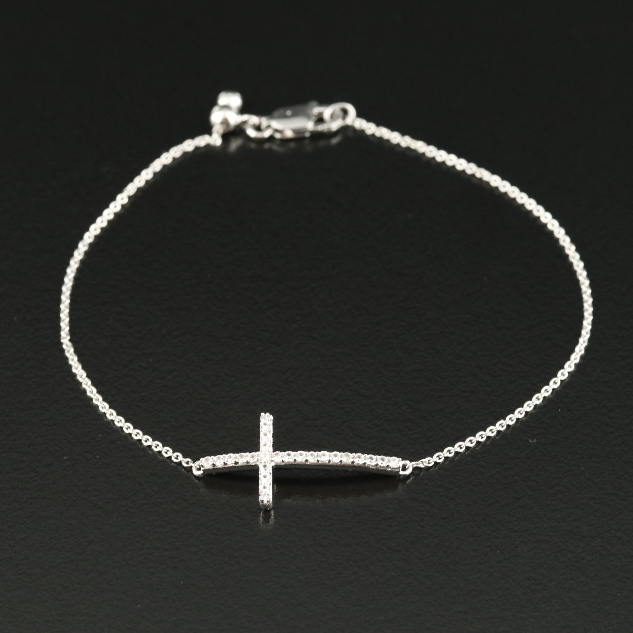 Sterling Sapphire Cross Bracelet