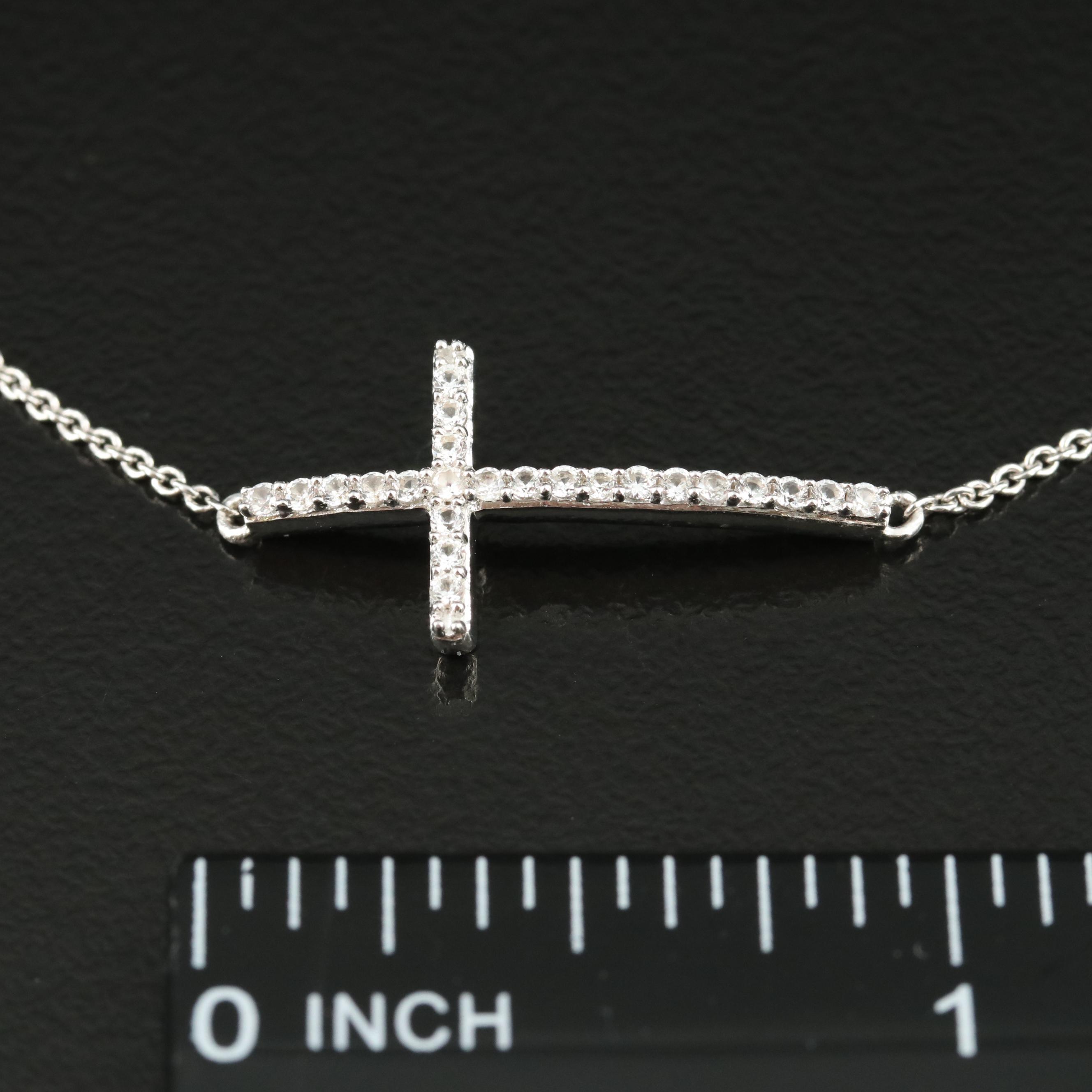 Sterling Sapphire Cross Bracelet