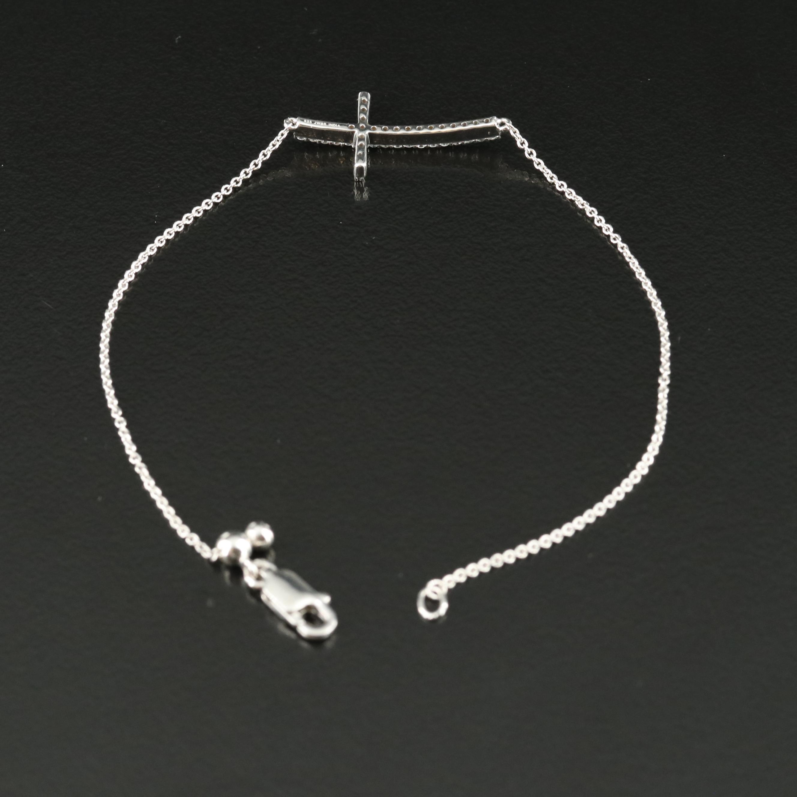 Sterling Sapphire Cross Bracelet