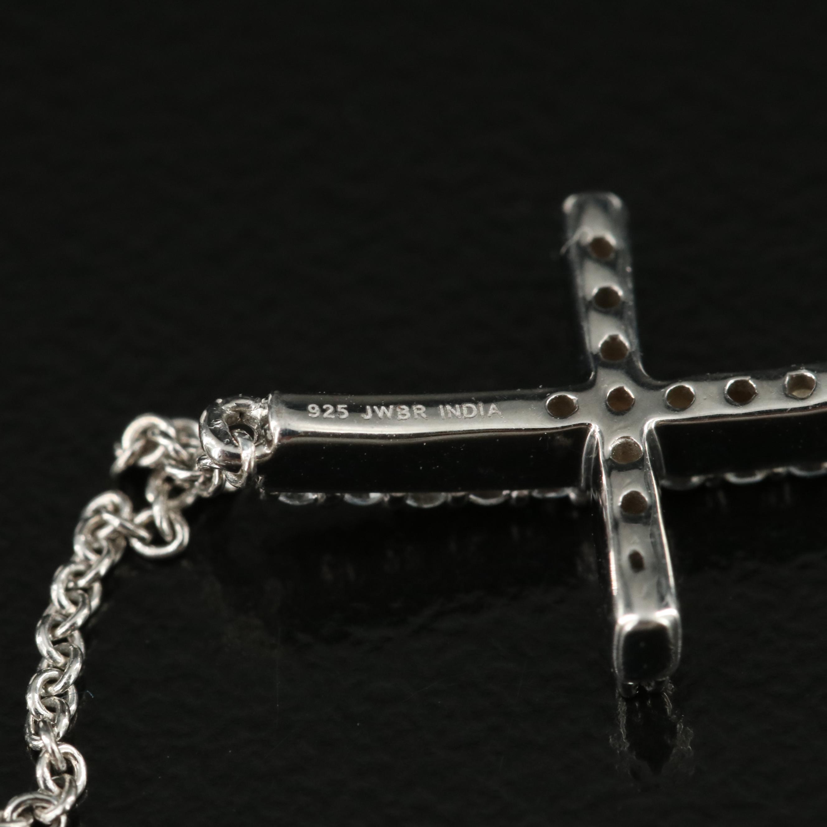 Sterling Sapphire Cross Bracelet