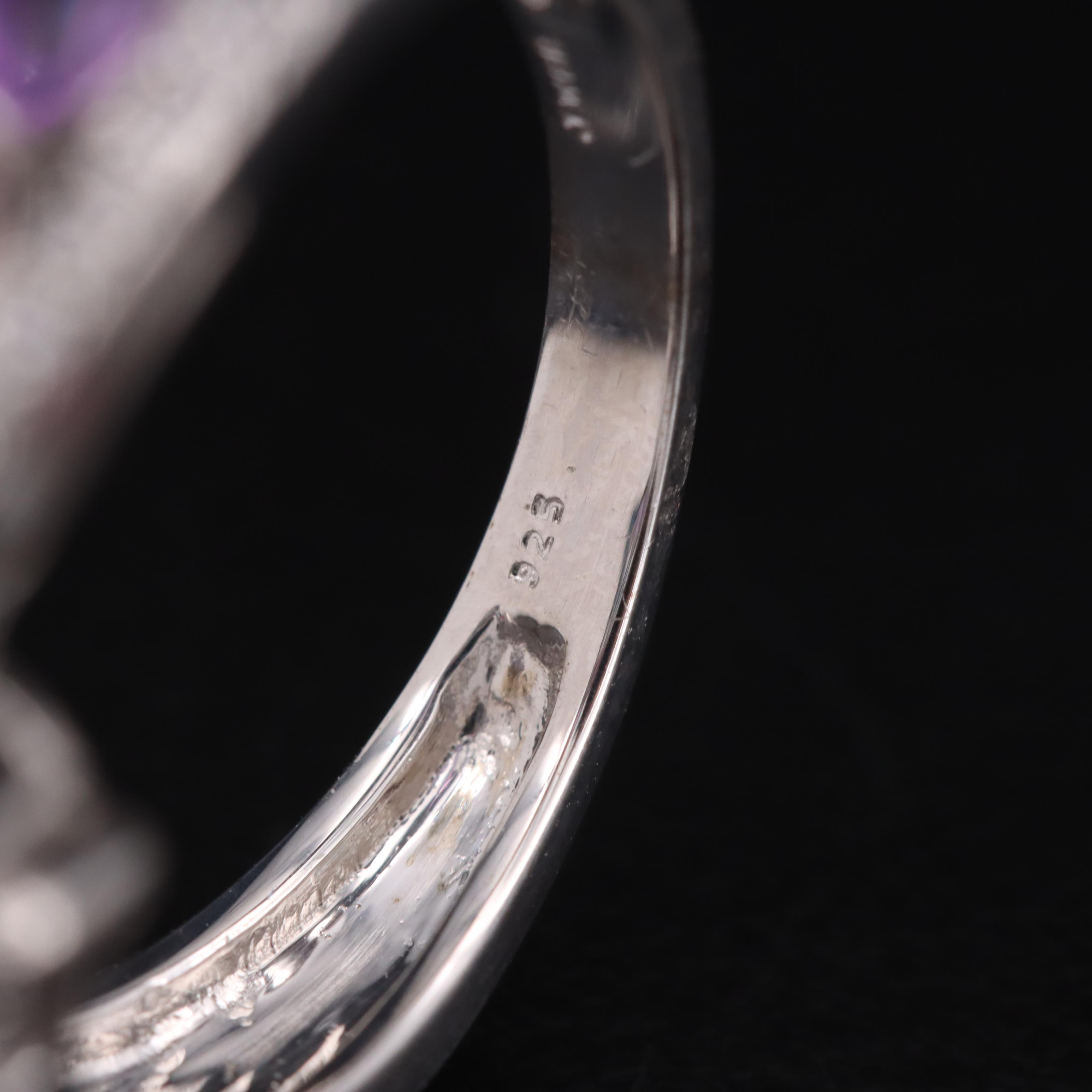 Sterling Amethyst, White Sapphire and Gemstone Bypass Ring